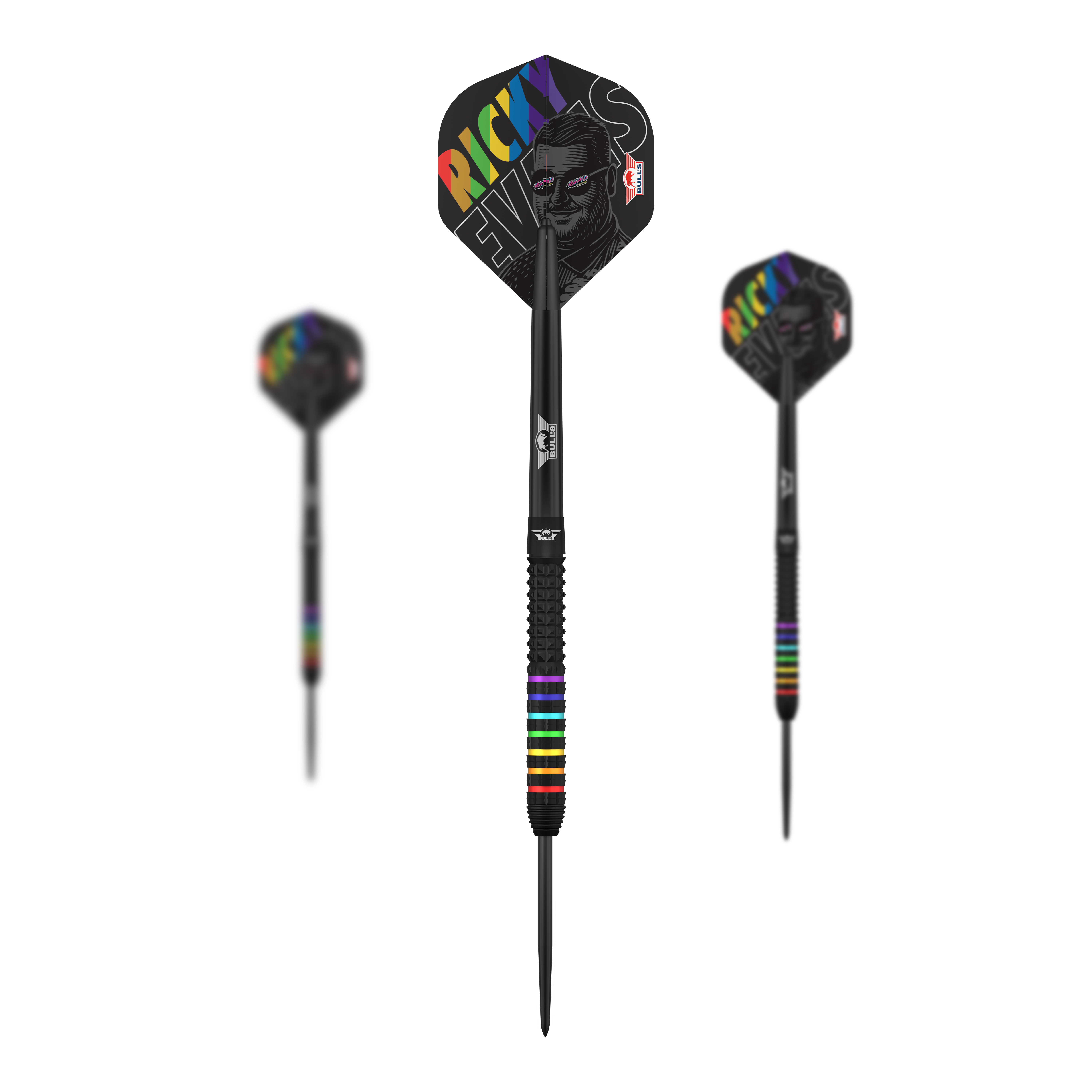 Dardos de acero Bulls NL Ricky Evans Rapid 95 Hier sieht man das Set Bulls NL Ricky Evans Rapid 95 Steeldarts mit 23g. Mehrere Darts sind als Set zusammen abgebildet.