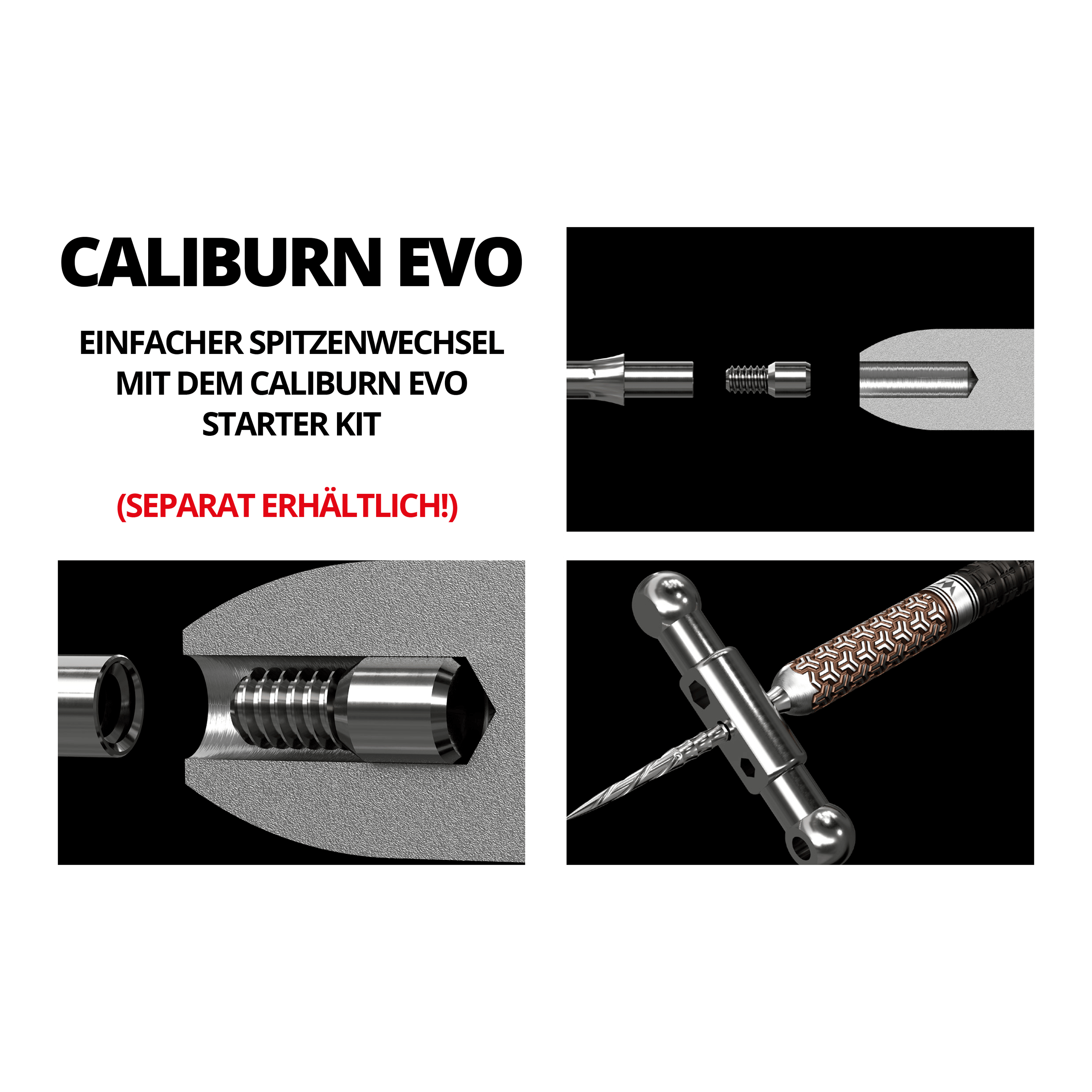 Puntas de dardos de acero Mission Caliburn EVO System - Ondulado - Negro