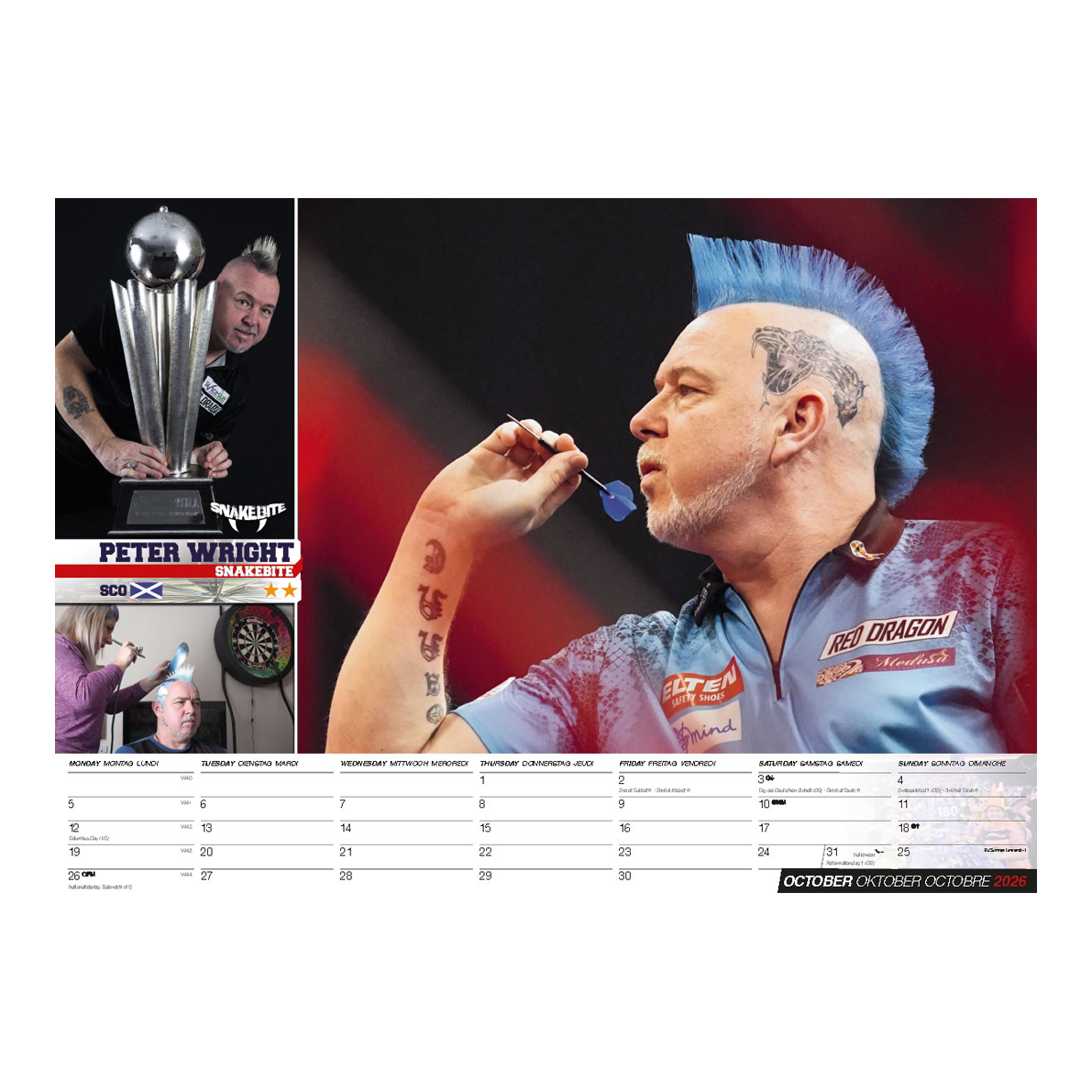 Darts Kalender 2026 wird gezeigt. Es ist ein Kalender mit einem Darts-Motiv für das Jahr 2026.