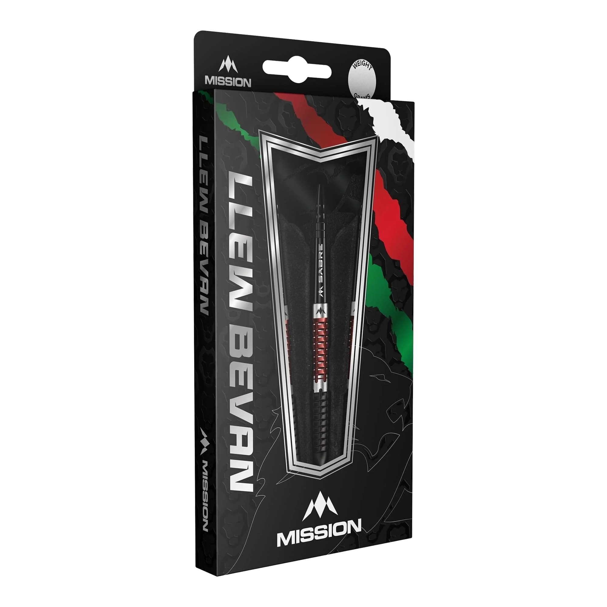 Dardos Mission Llew Bevan de acero electroacústico negro y rojo - 23 g Mission Llew Bevan Black Red Electro Steeldarts - 23g. Elegante Steeldarts in Schwarz und Rot, ideal für Dartspieler.