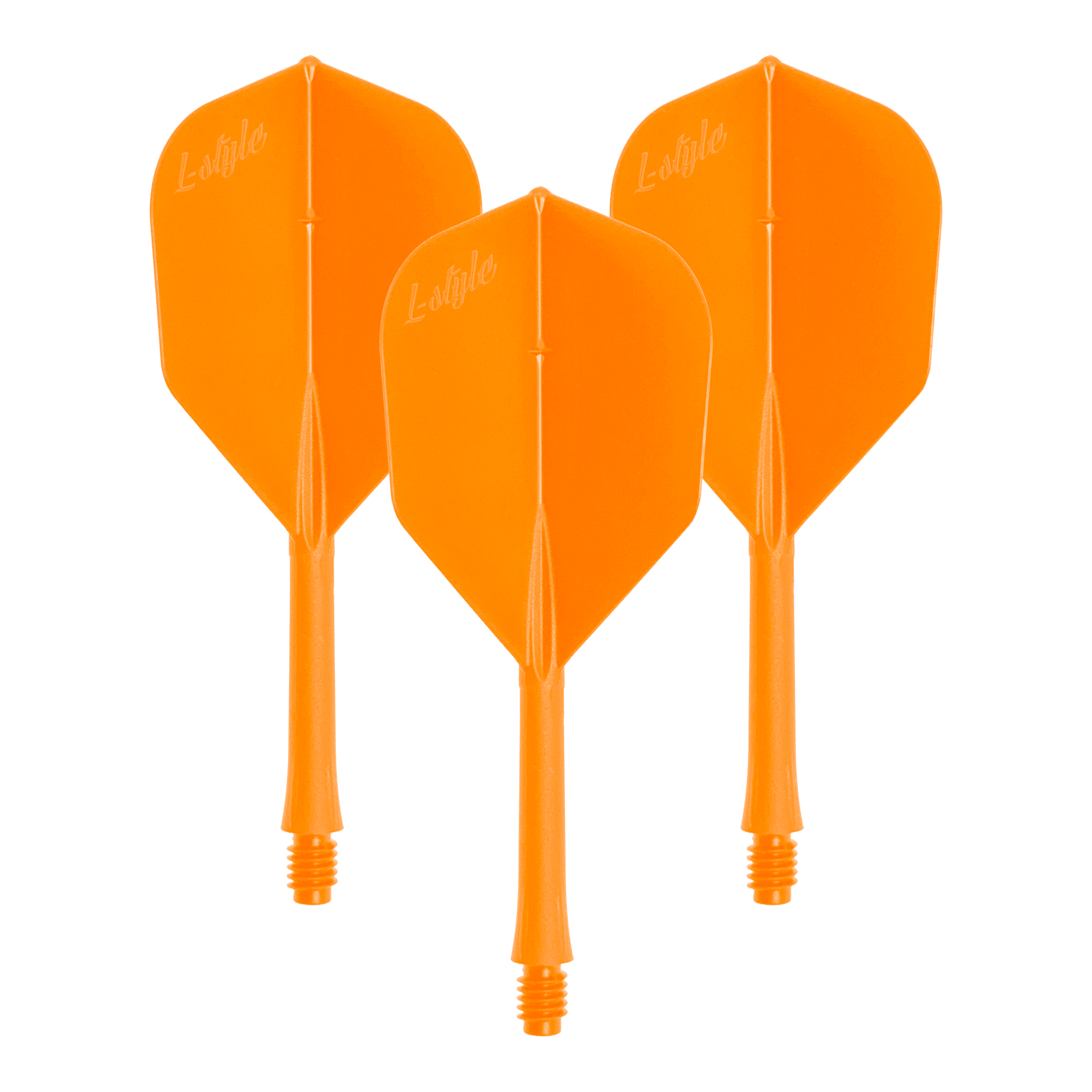 Vuelos en barra estilo L 2BA L3 - 260 Ein Set von BarFlight Dartflügen in Neonorange wird dargestellt. Die Dartflüge sind für das Dartspiel bestimmt.