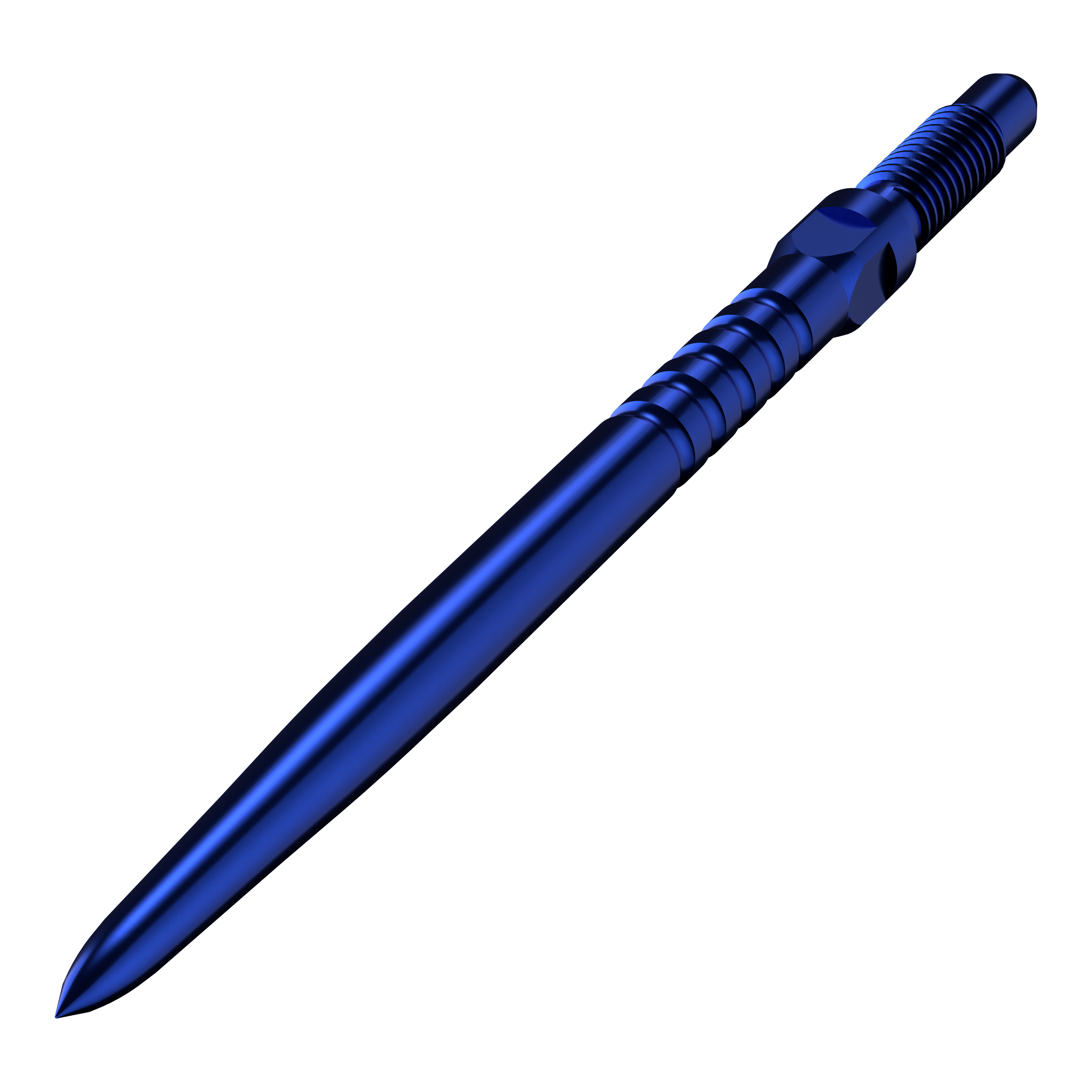 Puntas de dardo convertibles Bulls NL - Agarre anillado - Azul Das Bild zeigt ein Produkt namens BU57713_BullsNL_Convertible_Points_RingedGrip_Blau_32mm_2. Vermutlich ist es ein blauer Dartspitze mit Ringed Grip und 32mm Länge.