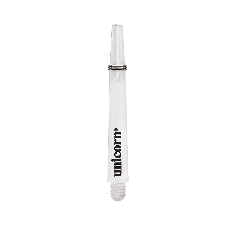 Mangos Unicorn Gripper 3 Mirage - Transparentes - 44,2 mm Das Bild zeigt einen klaren Unicorn Gripper 3 Mirage Shaft mit einer Länge von 44,2 mm. Auf dem Schaft ist das schwarze "unicorn" Logo zu sehen.