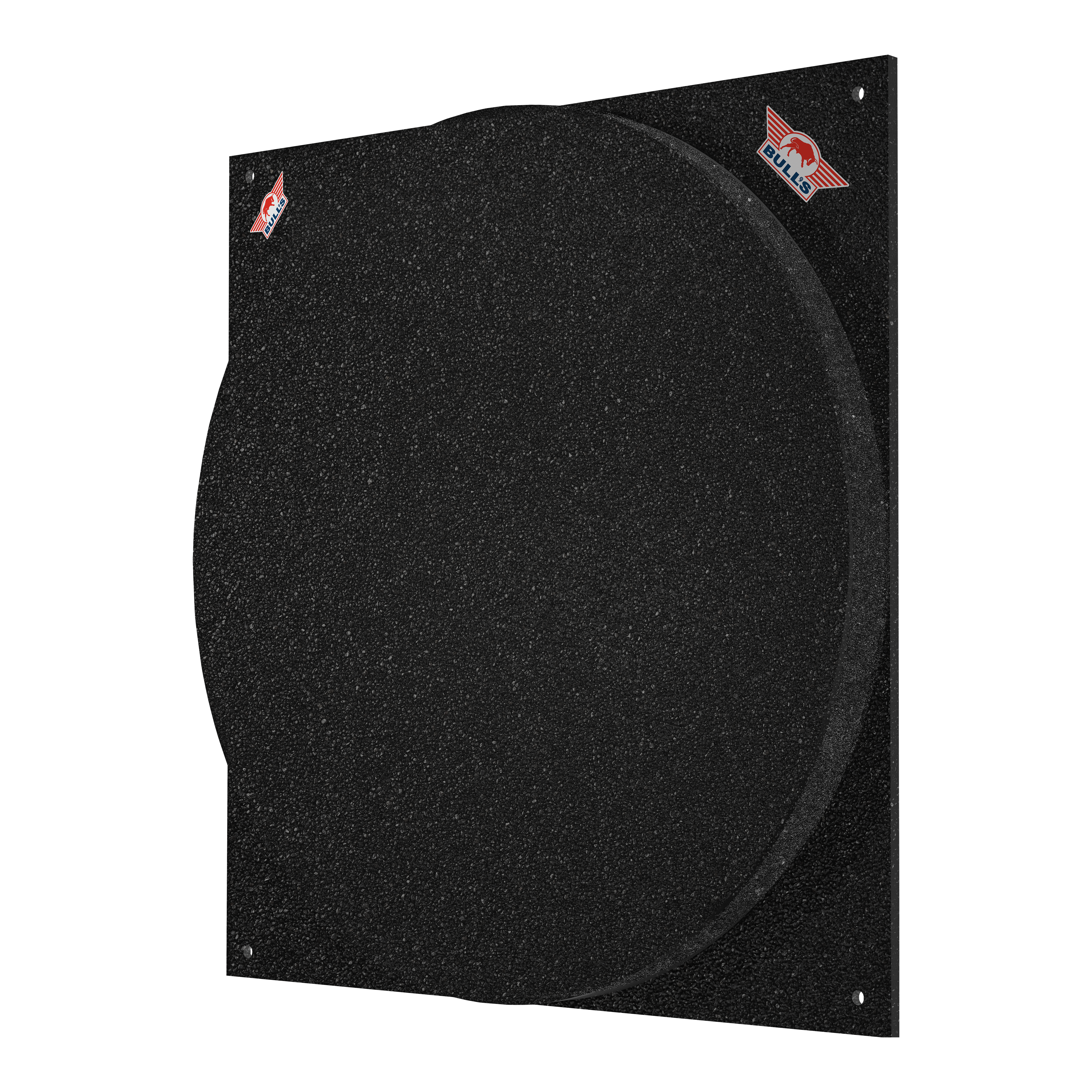 Silenciador de diana Bulls NL Das Bild zeigt das Produkt "Bulls NL Dartboard Silencer". Es handelt sich um eine schwarze Schallschutzmatte für eine Dartscheibe.