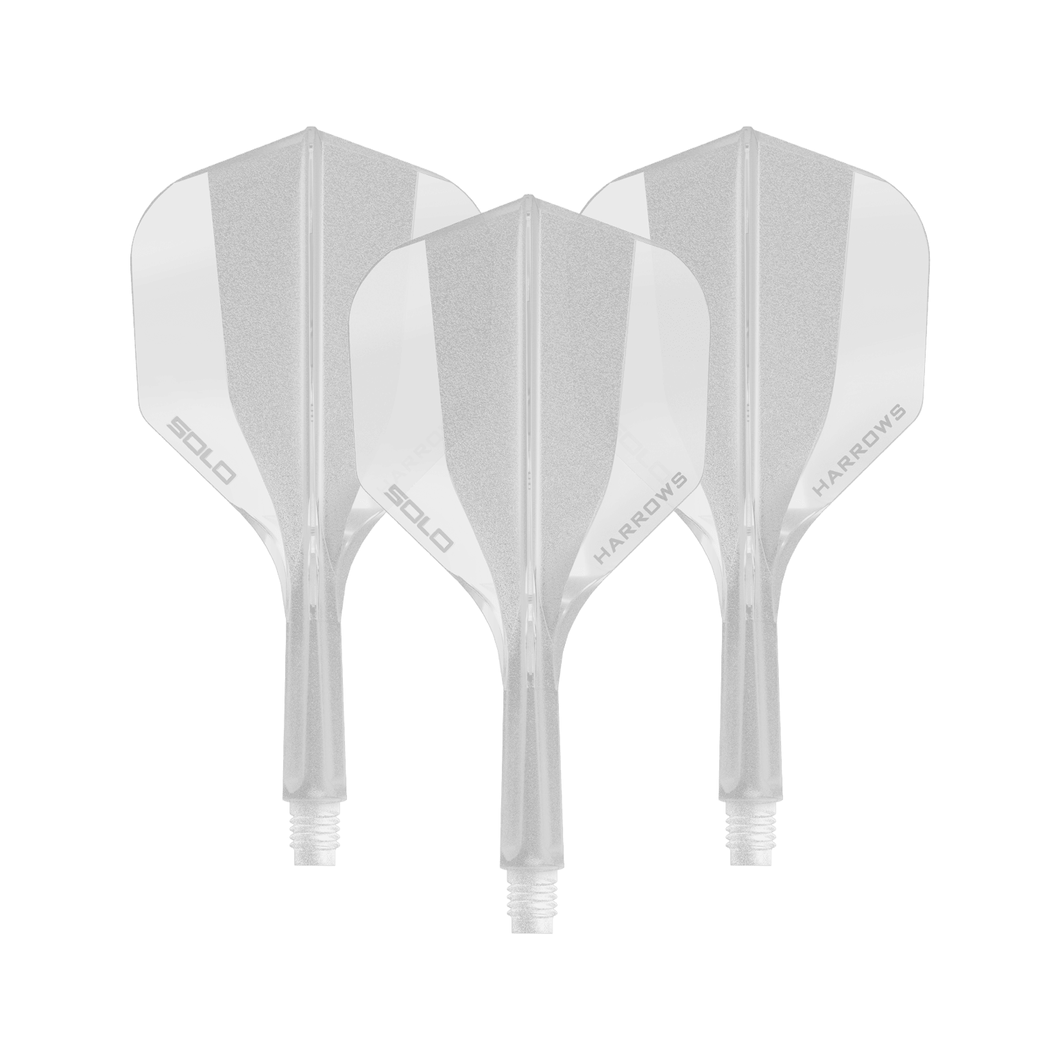 Sistema de eje de vuelo Harrows Solo No6 - Transparente Zu sehen ist ein Harrows Solo No6 Flight Shaft System in klarer Ausführung, 20mm, als Set. Das Produkt wird als Ersatzteil für Dartpfeile verwendet.