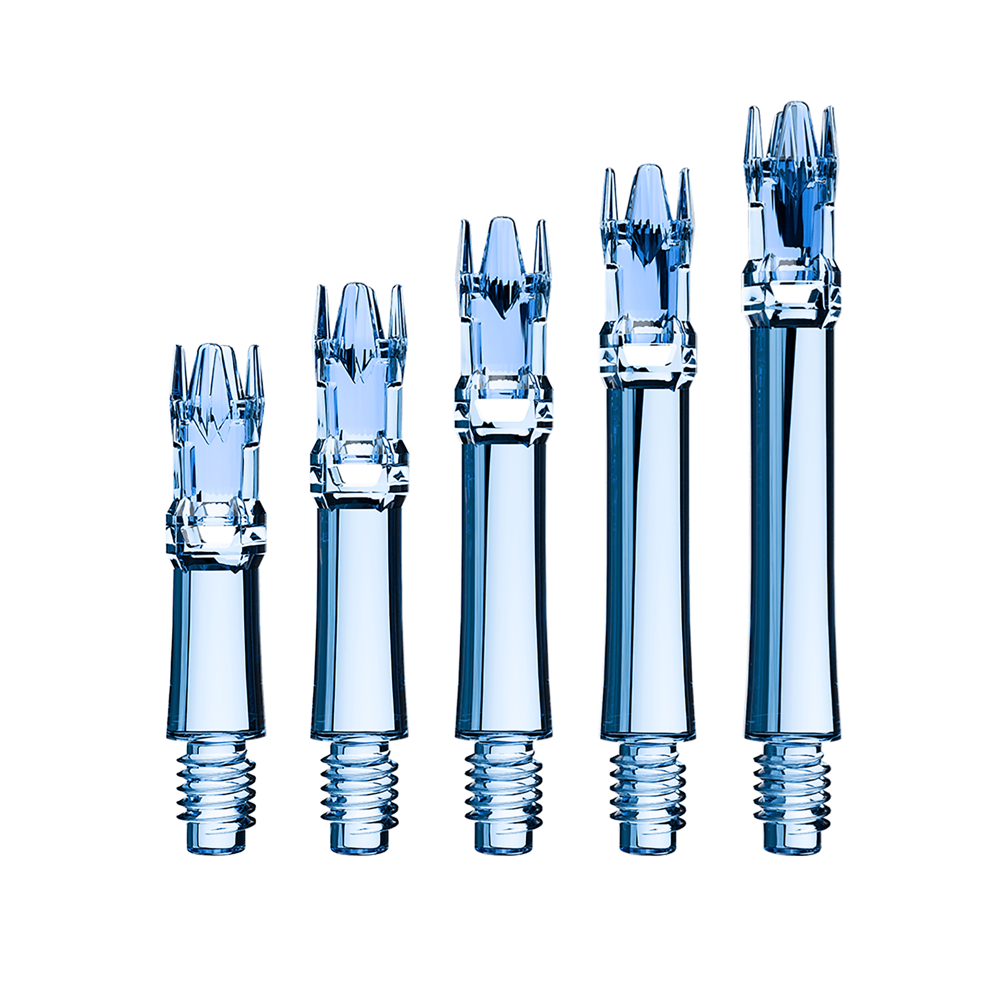 Ejes de repuesto L-Style L-System - Azul transparente Zu sehen sind die L-Style L-System Ersatzshafts in Clear Blue. Die blauen Schäfte sind Ersatzteile für Dartpfeile.