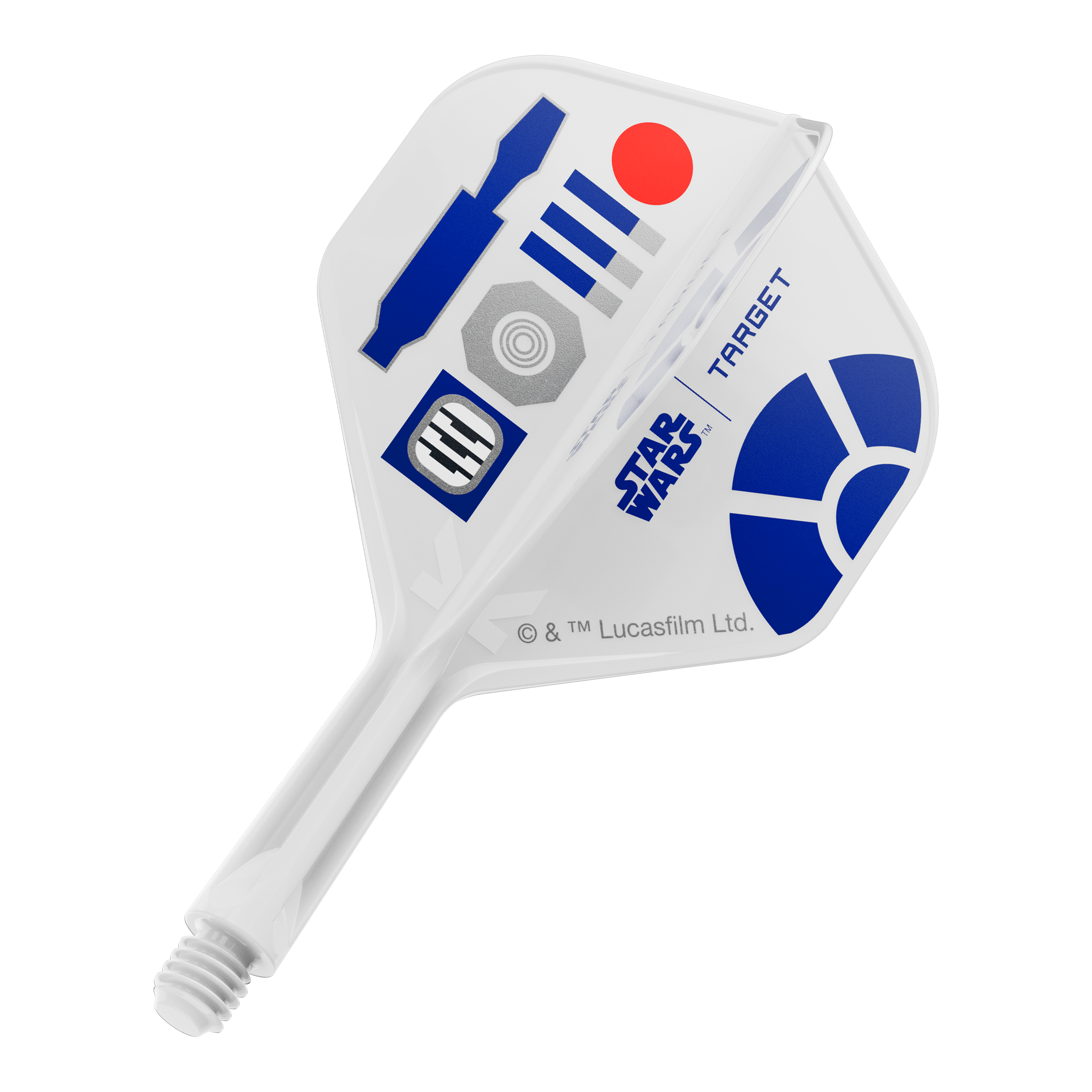 Target Star Wars K-Flex R2D2 No2 Vuelos Estándar Dieses Bild ist einem Produkt mit dem Dateinamen 410513_Target_StarWars_KFlex_R2D2_No2_Standard_Flights_Short_19mm_1 zugeordnet. Es handelt sich wahrscheinlich um einen kurzen Dart-Flight im Star Wars R2D2 Look.