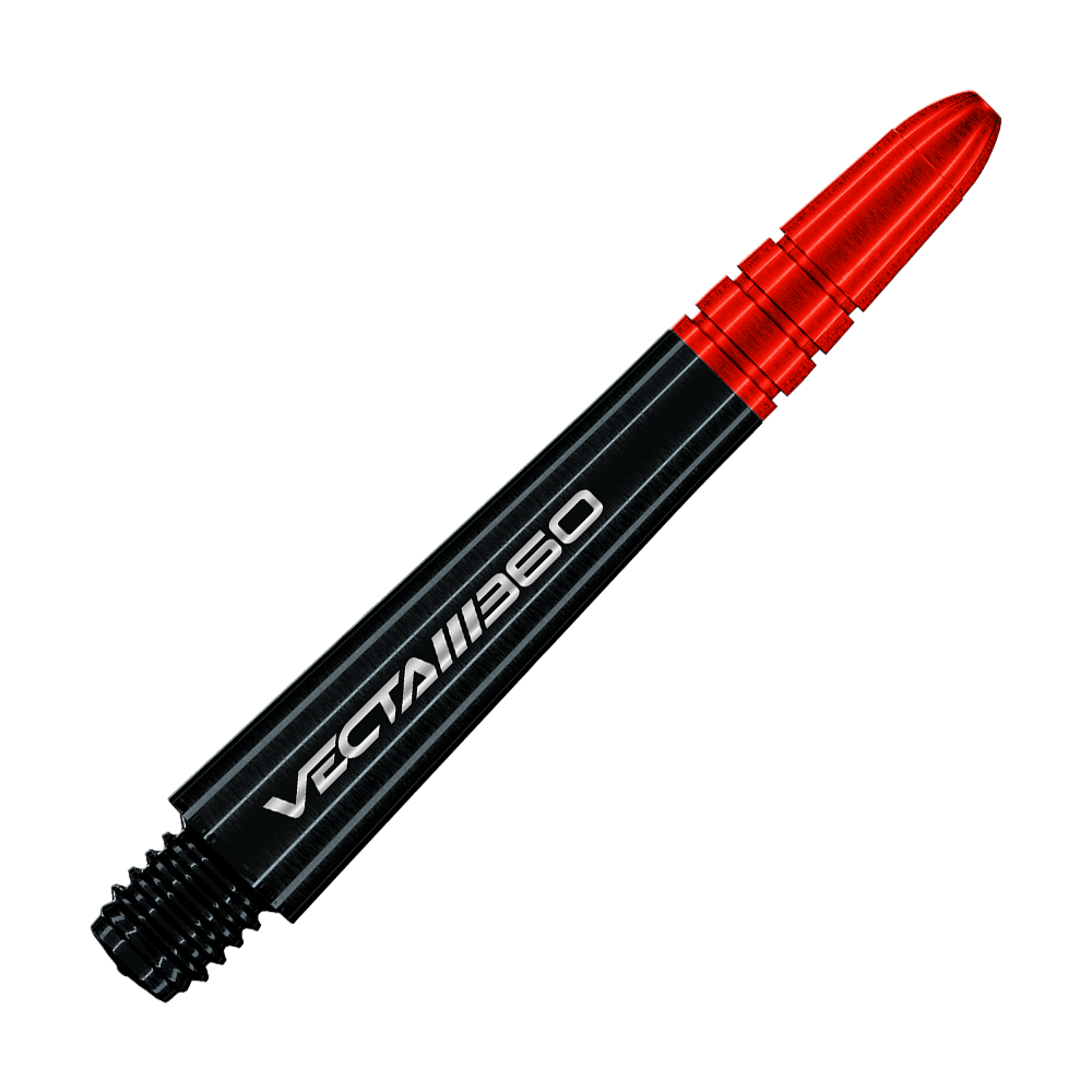 Ejes Winmau Vecta Blade 360 - Negro Das Bild zeigt Winmau Vecta Blade360 Shafts in Schwarz mit einer Länge von 40 mm. Die Shafts werden aus einer anderen Perspektive präsentiert.