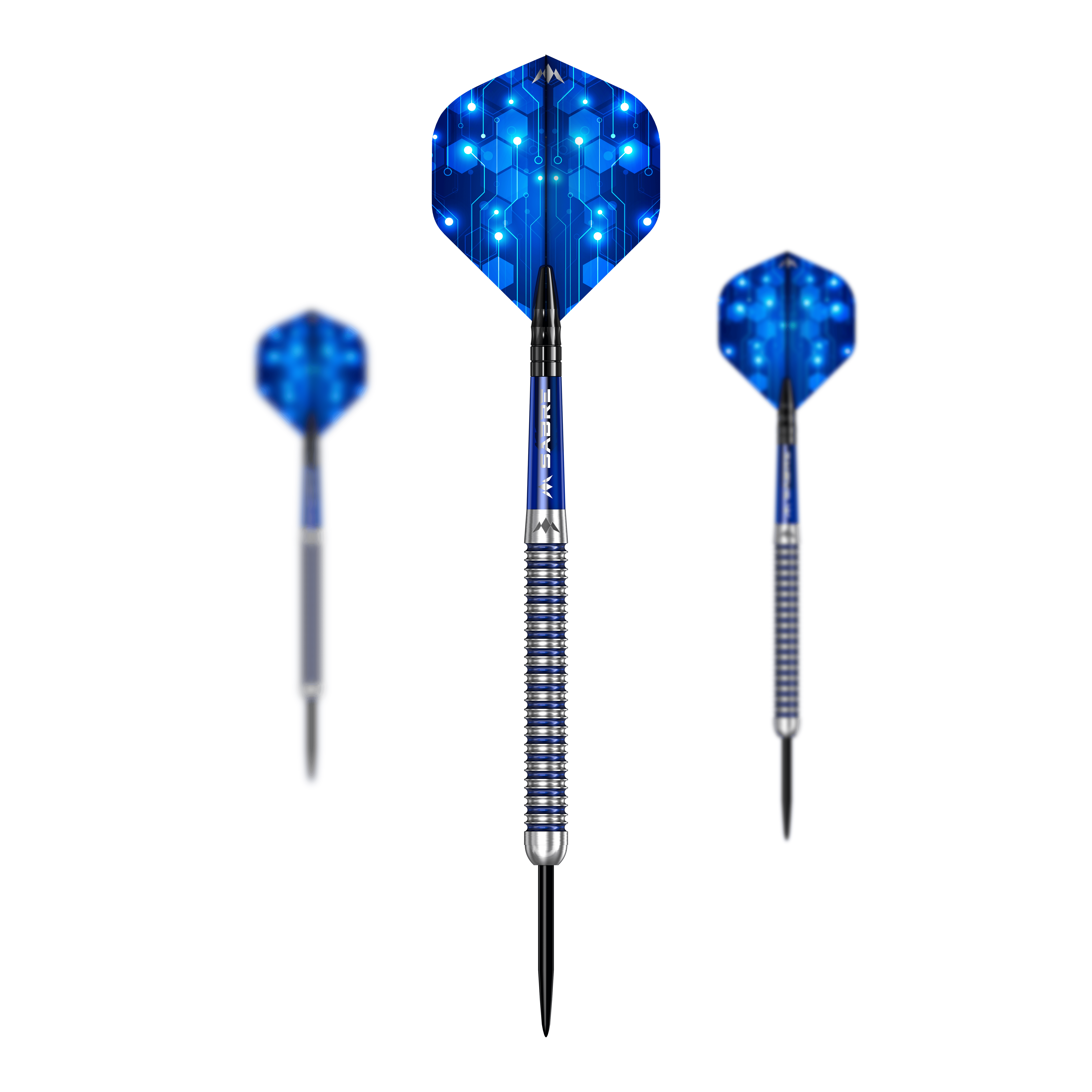 Dardos de acero Mission ION Blue Silver Hier ist das Set Mission ION Blue Silver Steeldarts dargestellt. Es handelt sich um hochwertige Steeldarts in Blau und Silber.