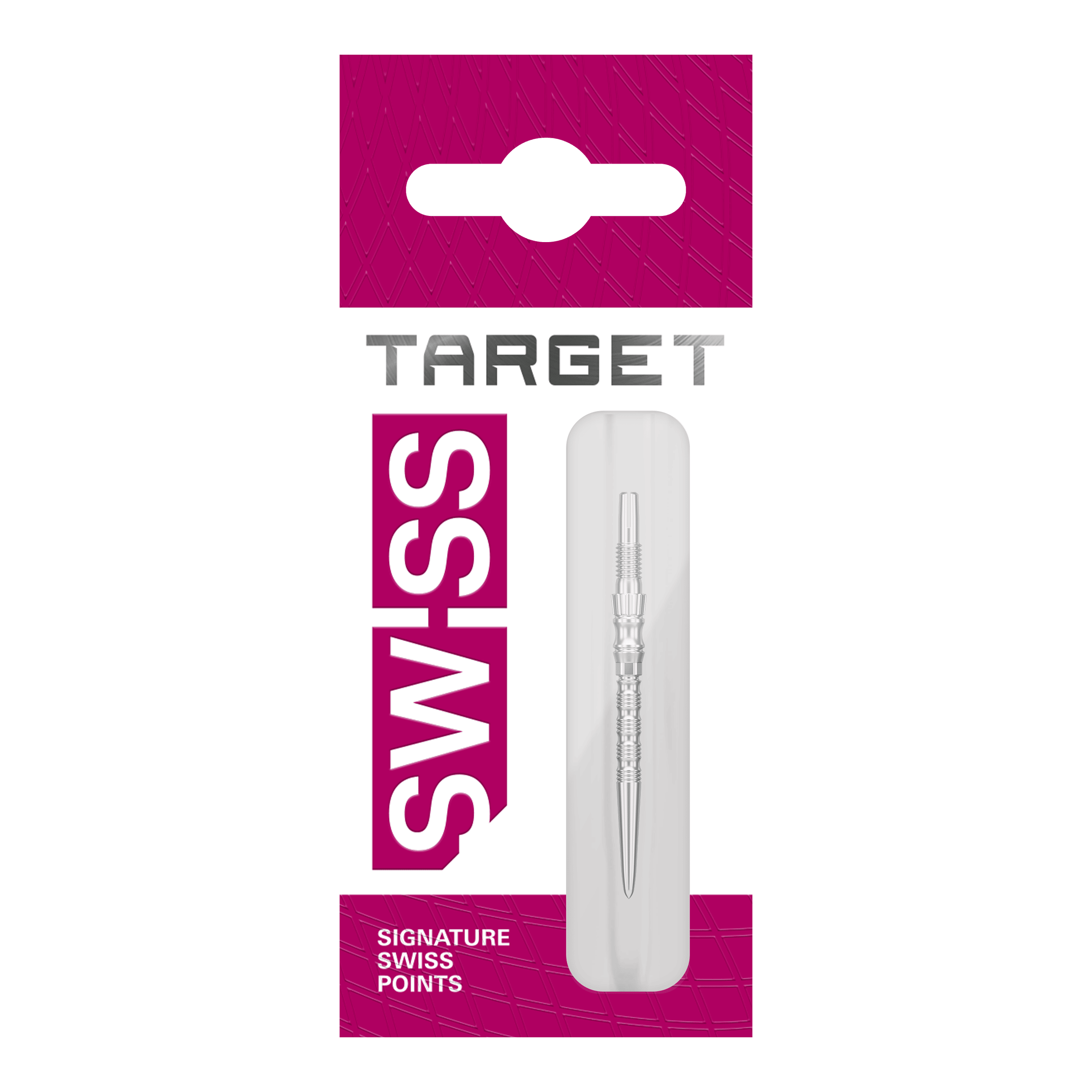 Puntas de dardo de acero Target Signature Swiss Point TRB - plateadas Drei silberne Dartspitzen liegen nebeneinander. Das Bild zeigt vermutlich 'Target SwissPoint Signature TRB Dartspitzen' mit einer Länge von 30 mm.