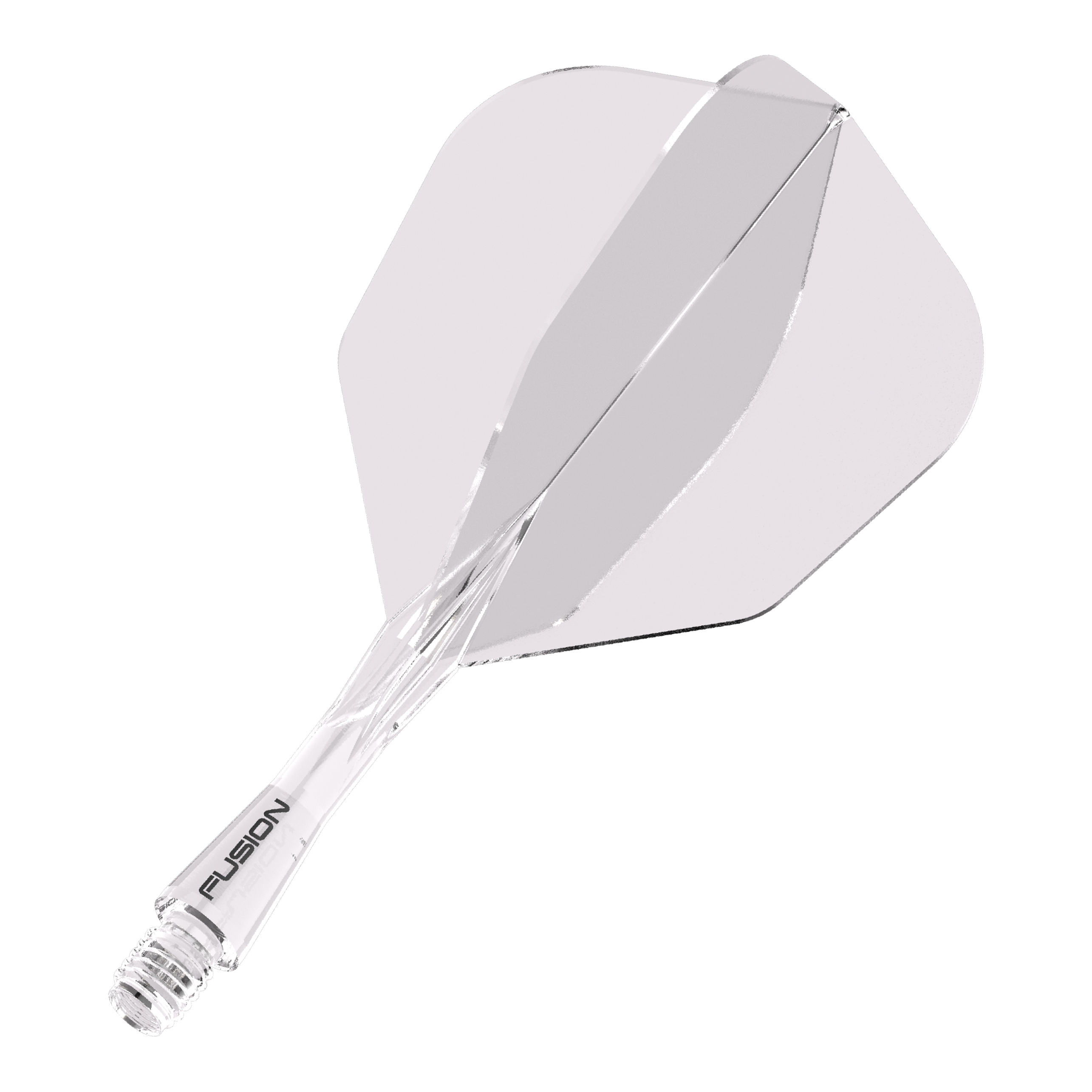 Sistema de eje de vuelo Winmau Fusion n.° 6 transparente Das Bild zeigt das Produkt "Winmau Fusion Flight-Shaft-System No6 Clear". Es handelt sich um ein durchsichtiges Flight- und Schaftsystem für Dartpfeile.