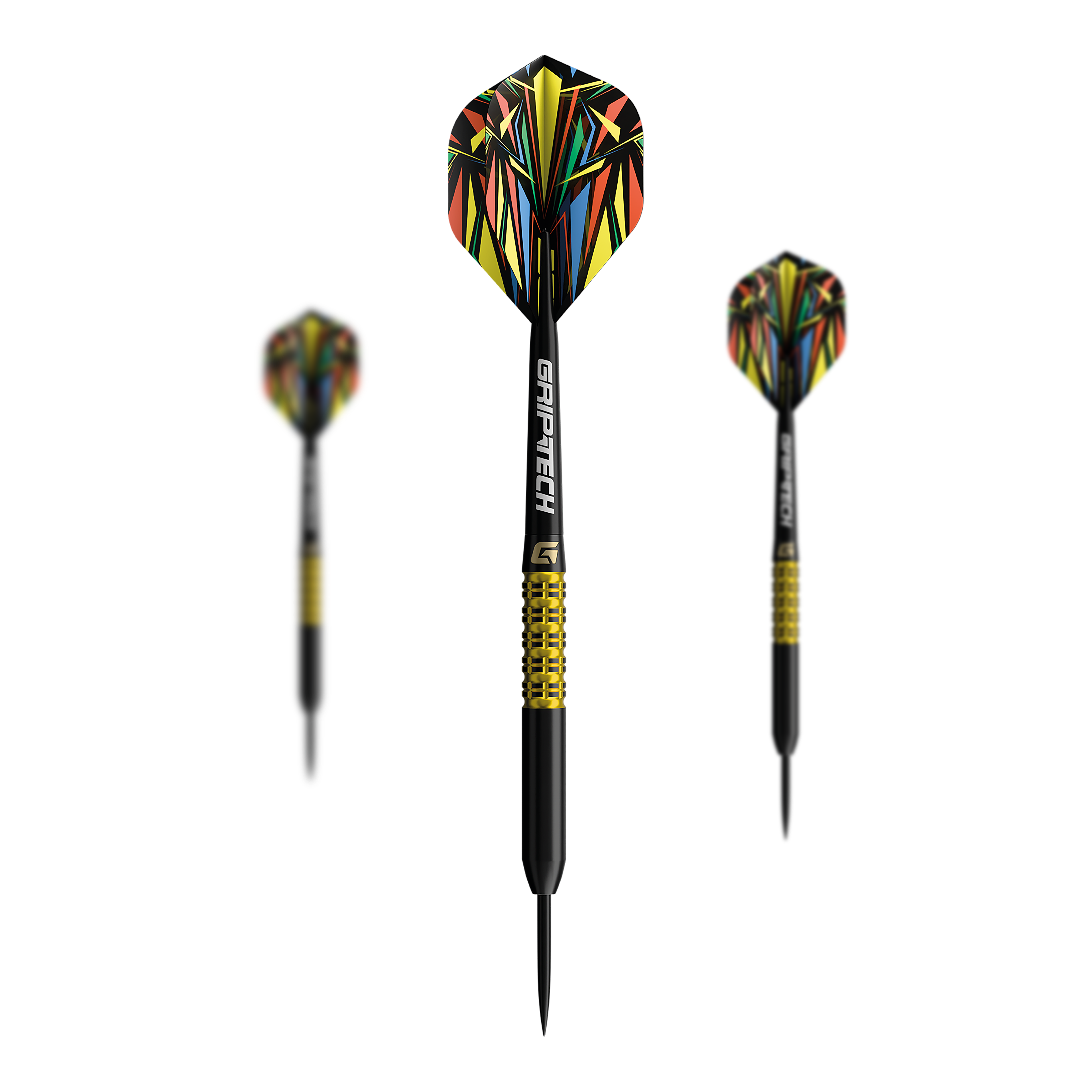 Das Bild zeigt einen gelben Tungsten-Steeldart. Das Produkt ist unter dem Namen 'GD7000770 GOAT Athlete Yellow Tungsten Steeldarts 1 Set' bekannt.