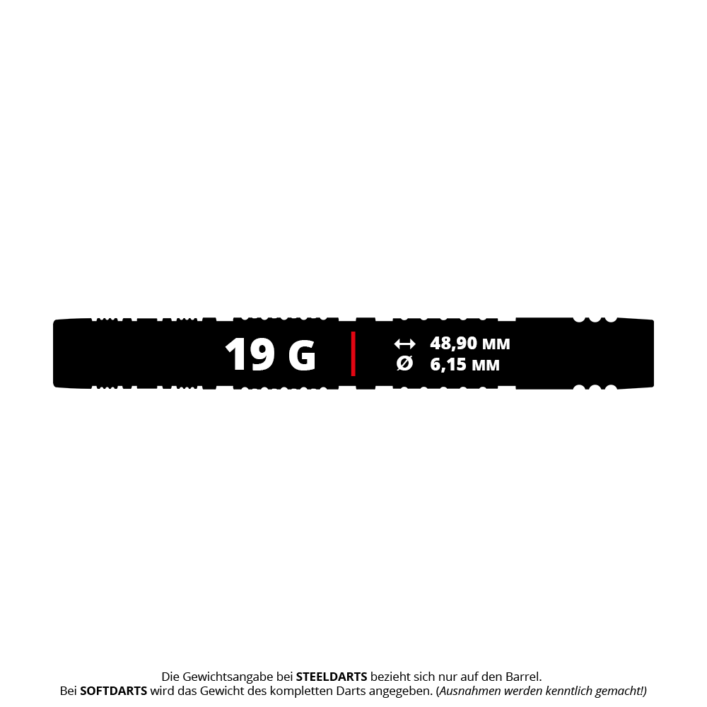 Dardos blandos Target Dimitri Van Den Bergh 95K - 19 g Das Bild zeigt die Target Dimitri Van Den Bergh 95K Softdarts mit einem Gewicht von 19g. Die Darts sind speziell für Fans und Spieler dieses Modells geeignet.