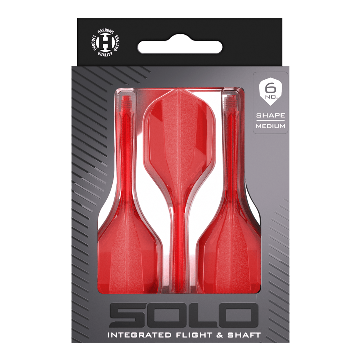 Sistema de eje de vuelo Harrows Solo No6 - Rojo Das Bild zeigt das Harrows Solo No6 Flight-Shaft-System in Rot. Es ist eine Kombination aus Flight und Schaft für Darts.