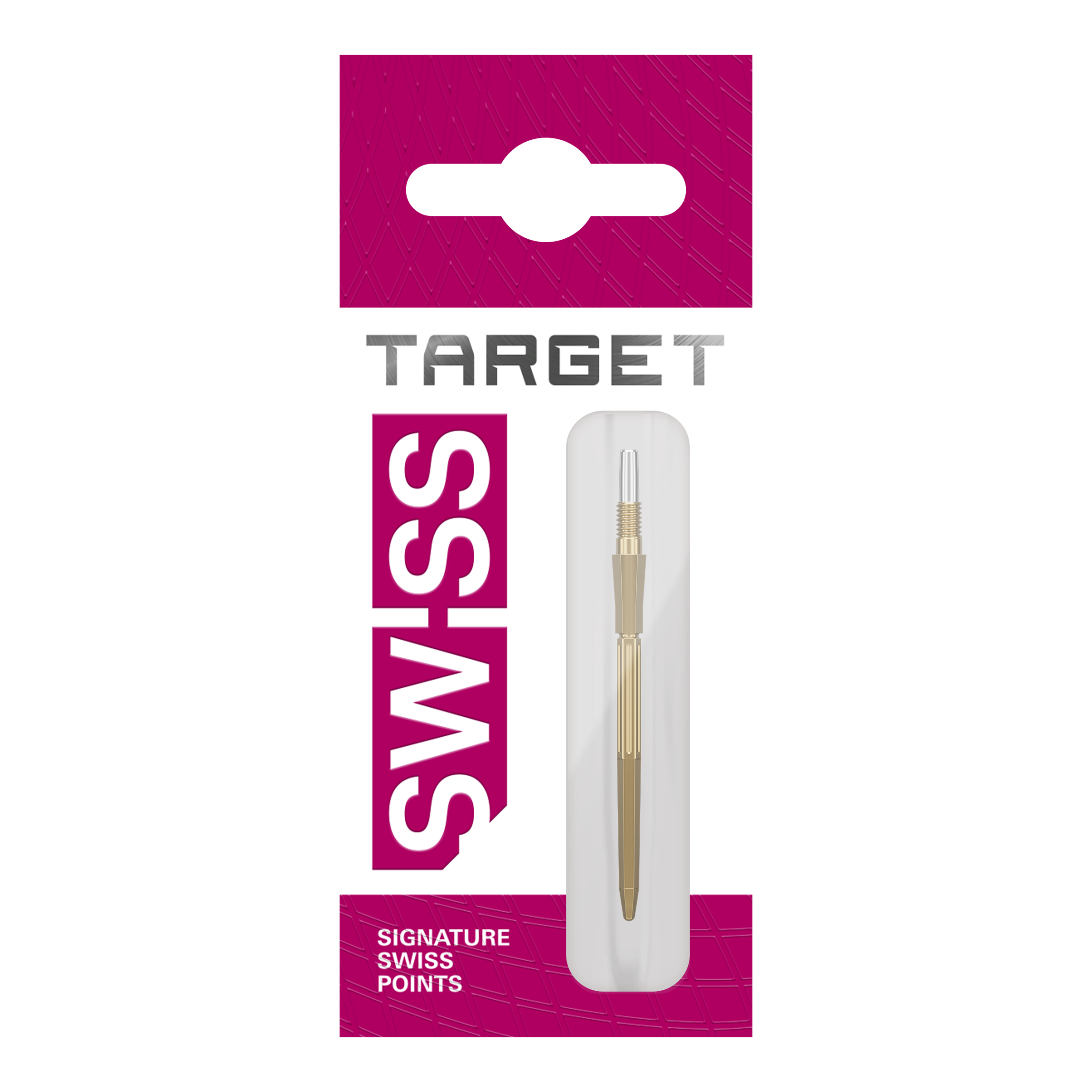Puntas de dardo Target Elysian Archetype 43 Swiss Point de acero - Oro Abgebildet sind drei goldene Dartspitzen. Diese Dartspitzen sind Target Elysian Archetype 43 SwissPoint, 35 mm.