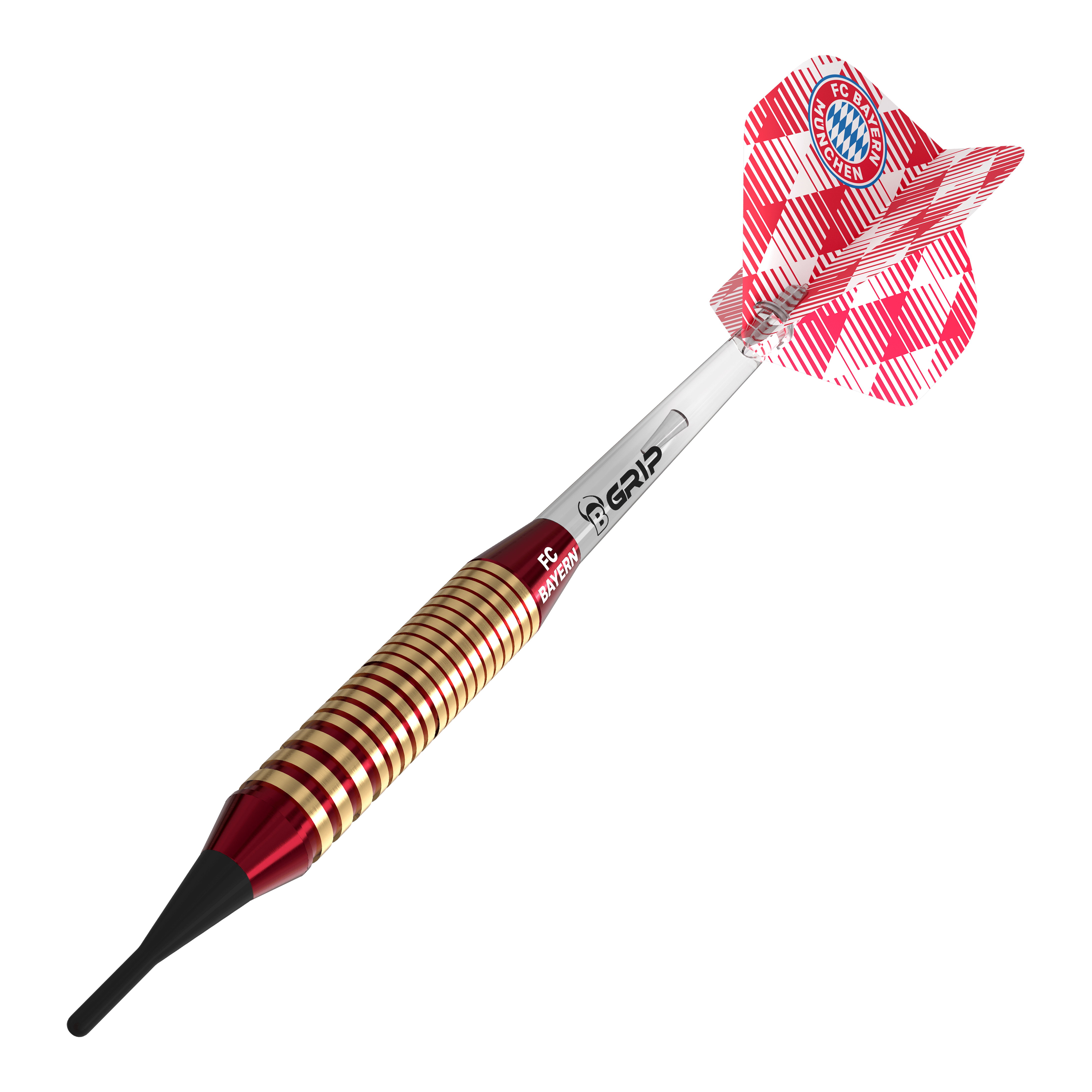 Dardos blandos de latón Bulls FC Bayern Munich - 18 g Bulls FC Bayern München Brass Softdarts mit einem Gewicht von 18g sind auf dem Bild dargestellt. Diese Softdarts sind ideal für Fans des Fußballvereins.