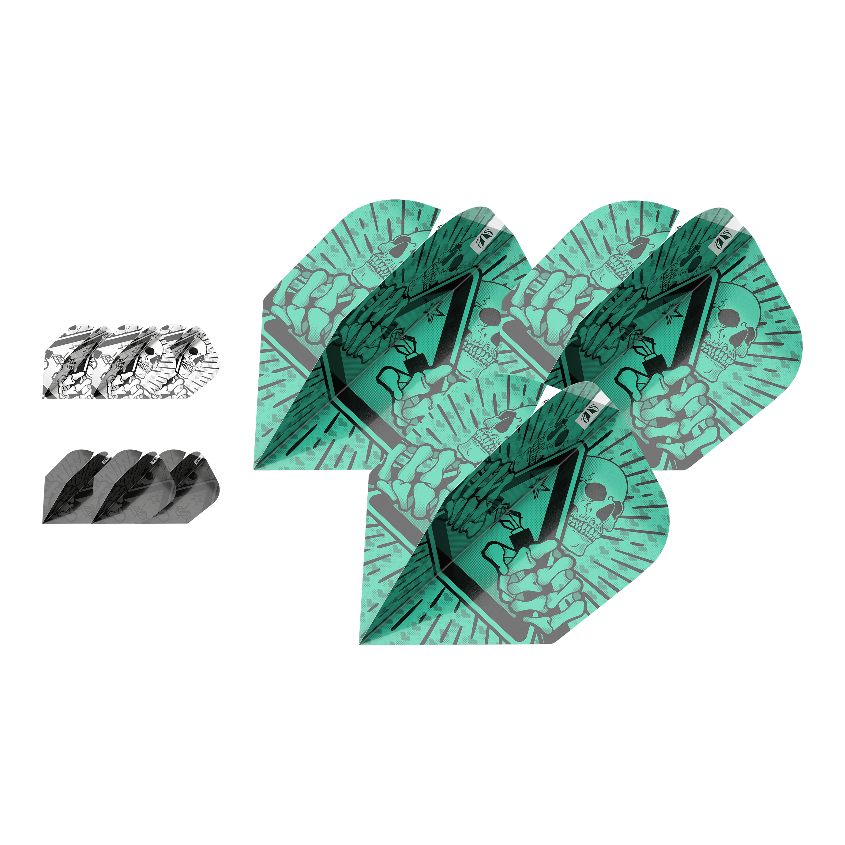 Paquete de tinta Target 3 juegos de plumas Rob Cross No6 Target Ink Bundle 3 Sets Rob Cross No6 Flights sind nebeneinander zu sehen. Die Flights heben sich durch ihr besonderes Design ab.