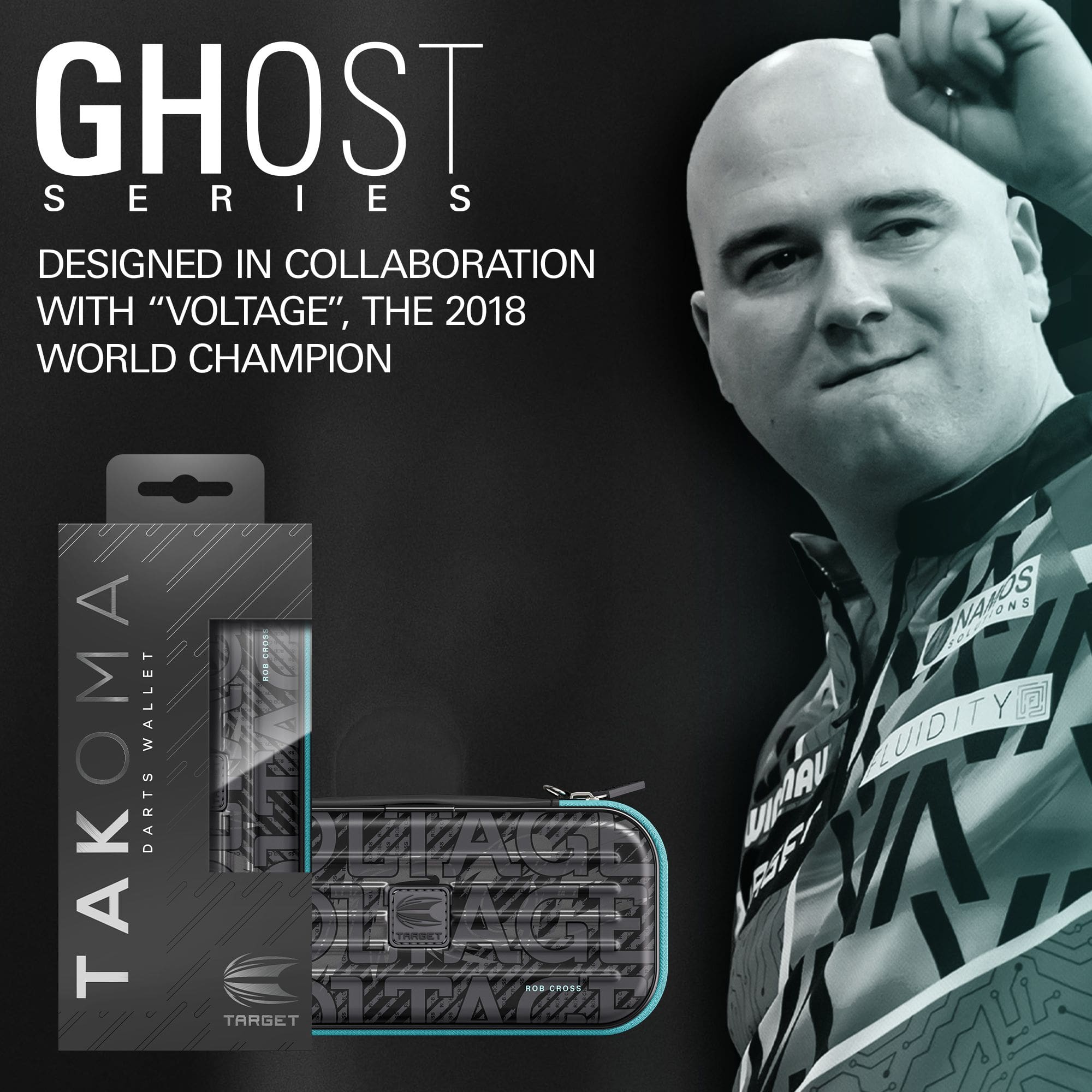 Estuche de dardos Rob Cross de la serie Takoma Ghost Dieses Foto zeigt das Takoma Ghost Series Rob Cross Dartcase. Es bietet sicheren Schutz für Ihre Darts im Stil von Rob Cross.