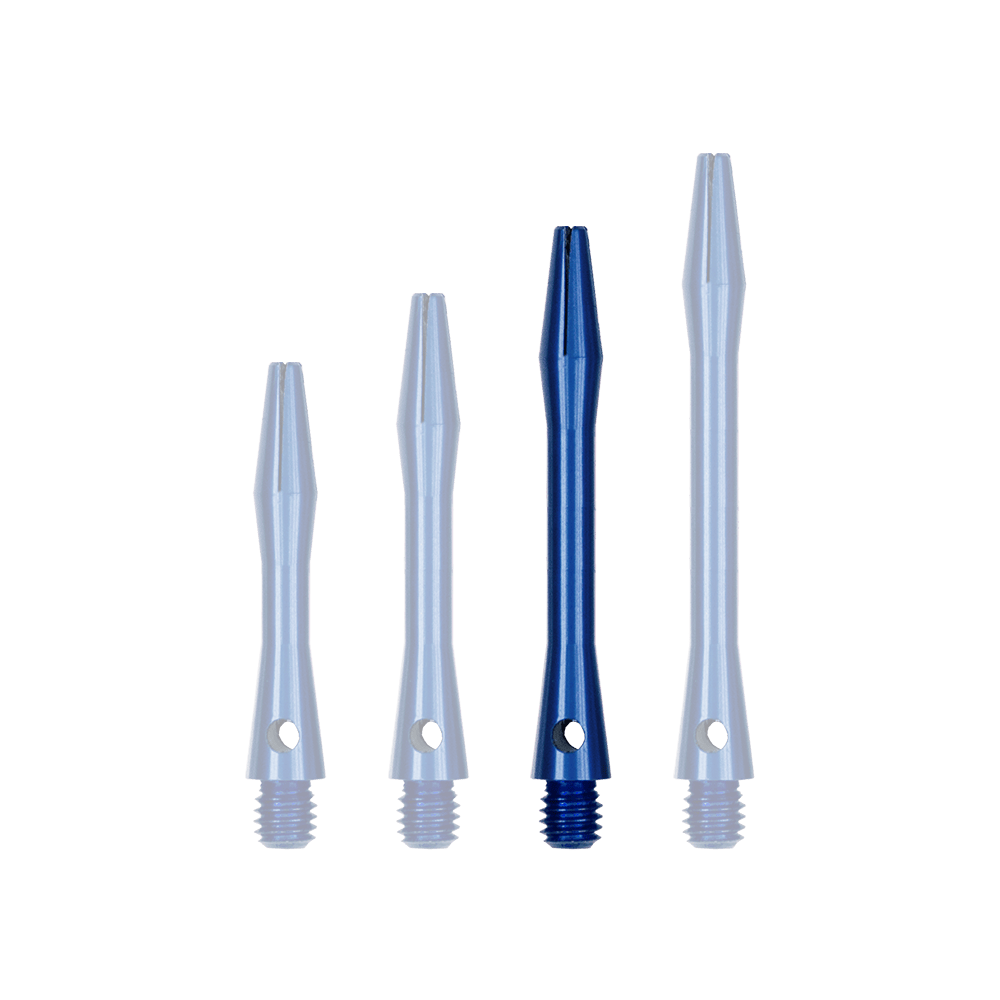 Ejes de aluminio - Azul Das Bild zeigt einen weiteren Aluminiumschaft in leuchtendem Blau. Der Schaft weist eine glatte Oberfläche auf.