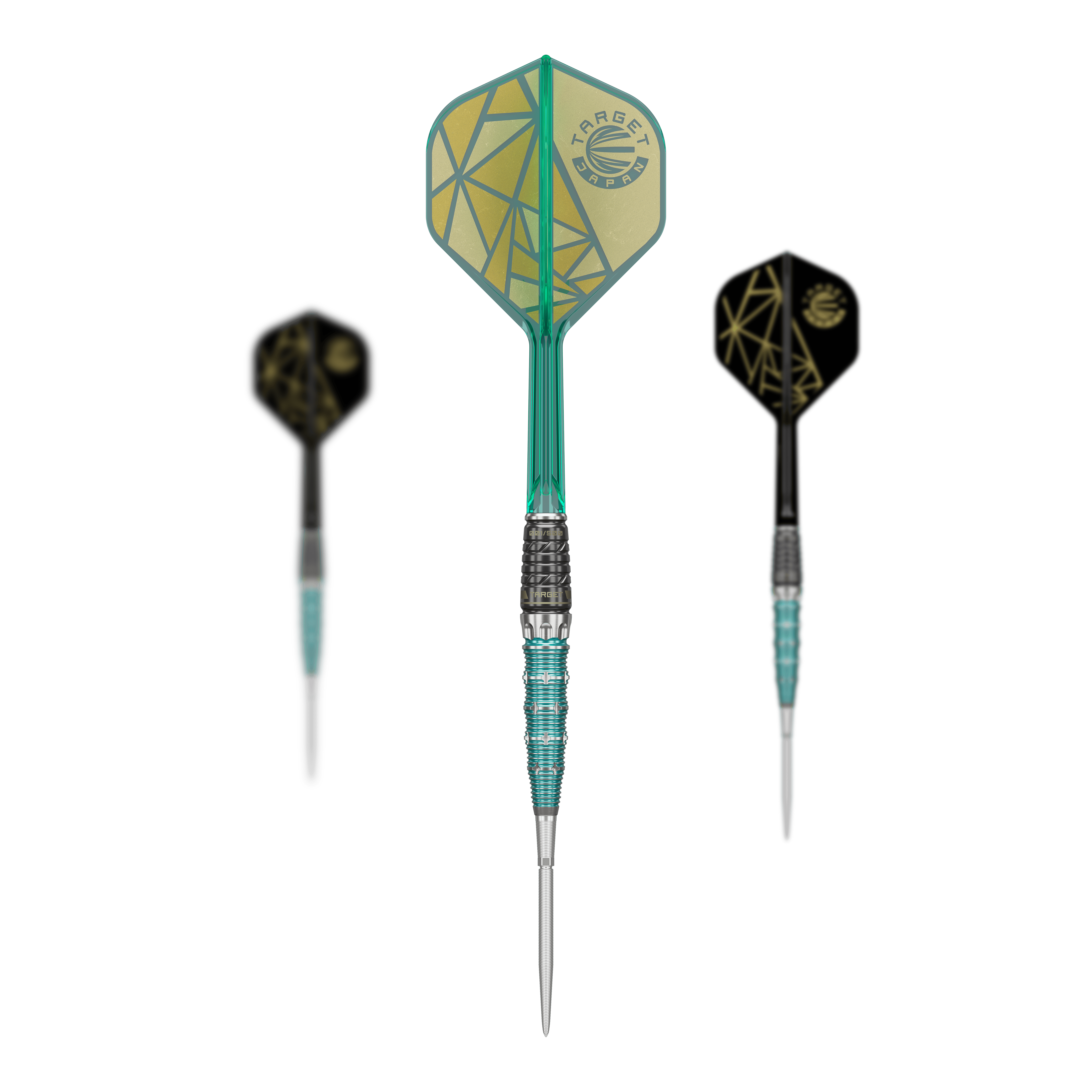 Target Japan The Rising Miracle Combination Edición Limitada Swiss Point Steeldarts Das komplette Set Target Japan The Rising Miracle Combination Limited Edition Swiss Point Steeldarts ist zu sehen. Alle Teile sind angeordnet.
