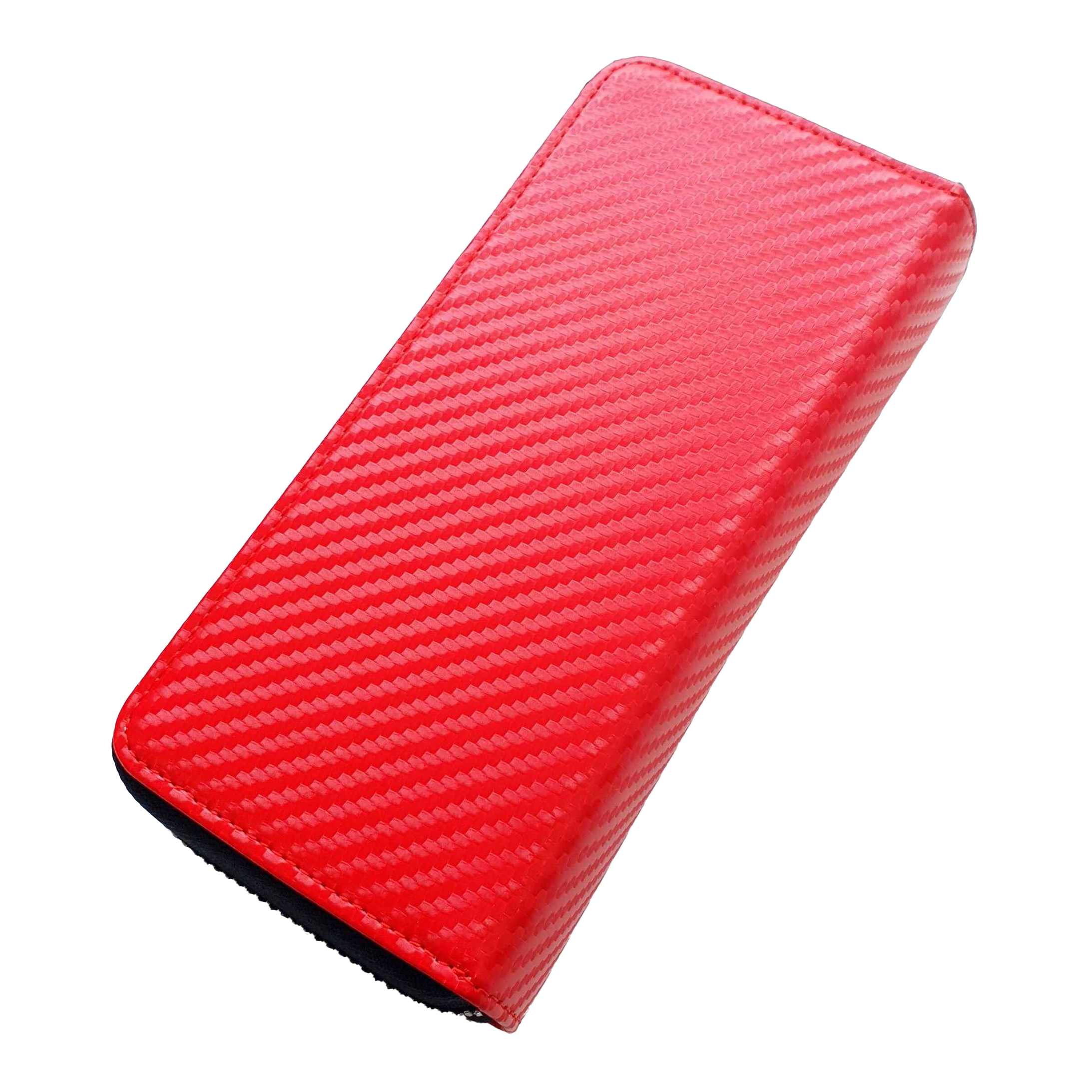 Caso de negocio Cameo Pro3 Das Bild zeigt ein rotes Etui mit einer strukturierten Oberfläche. Es liegt auf einem schwarzen Hintergrund.