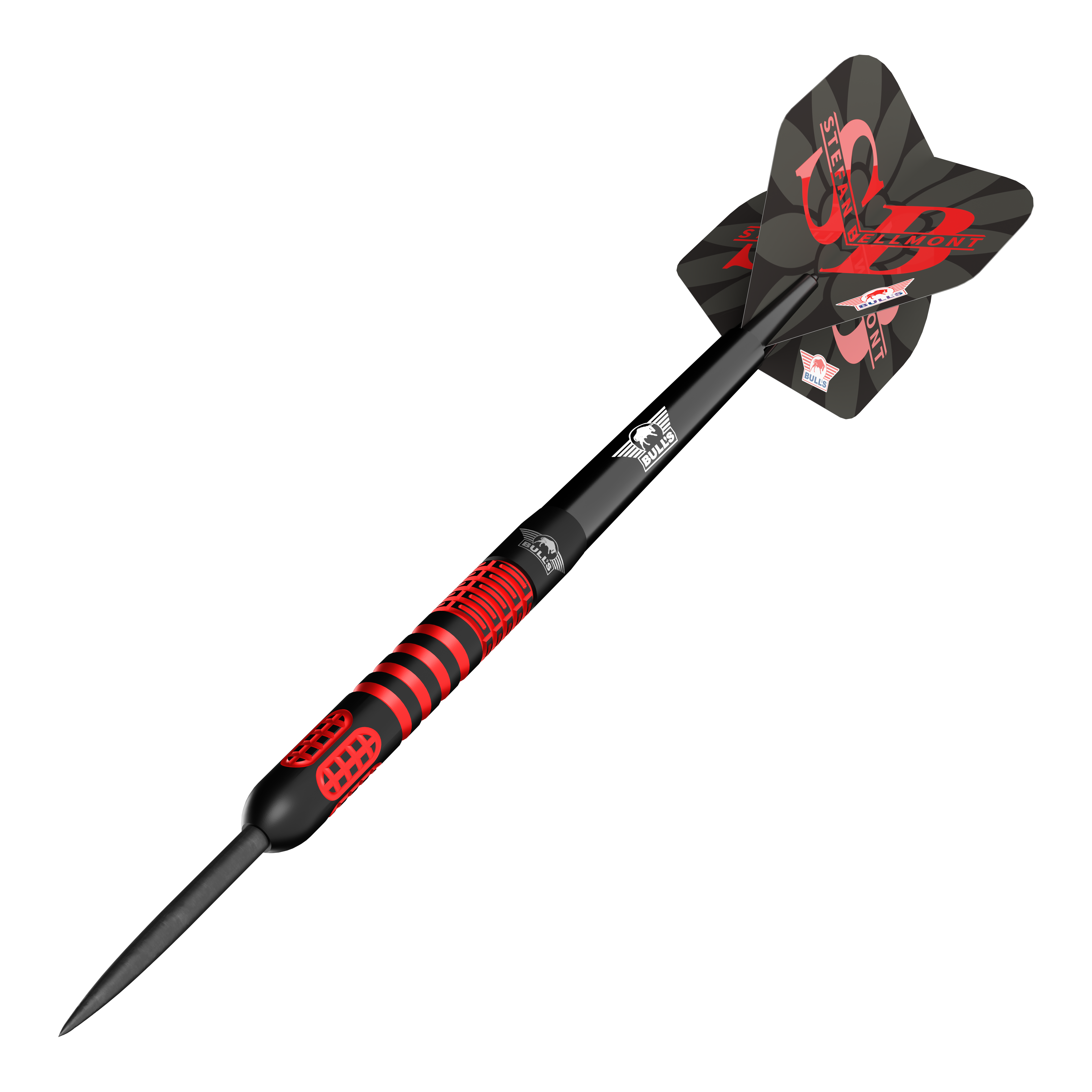 Dardos de acero Bulls NL Stefan Bellmont 90 - 23 g Hier sieht man die Bulls NL Stefan Bellmont 90 Steeldarts mit einem Gewicht von 23 Gramm. Sie eignen sich besonders für ambitionierte Steeldartspieler.