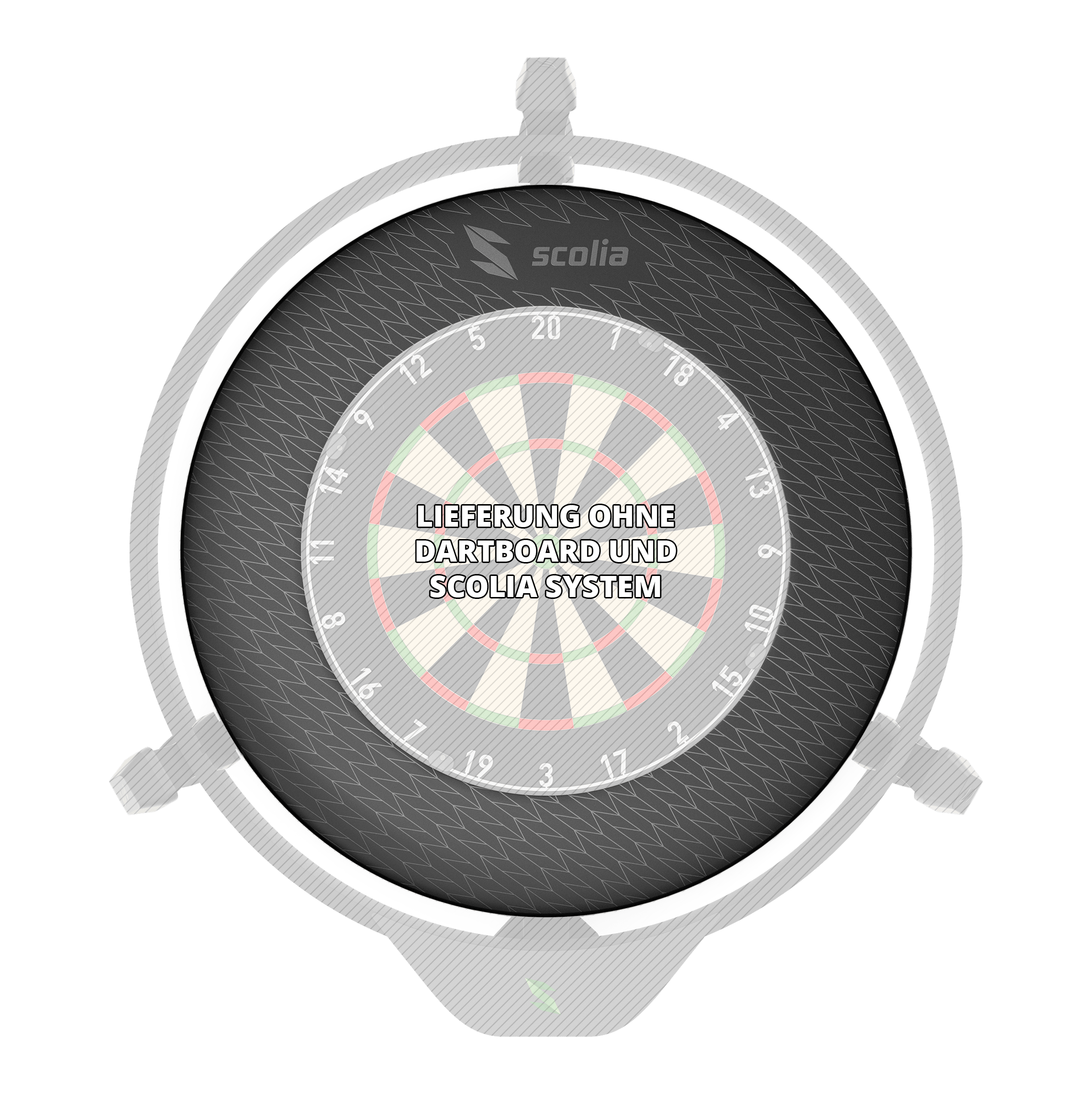 Scolia Stealth Dartboard Surround Dieses Bild zeigt das Scolia Stealth Dartboard Surround. Es wird zum Auffangen von Dartpfeilen verwendet.