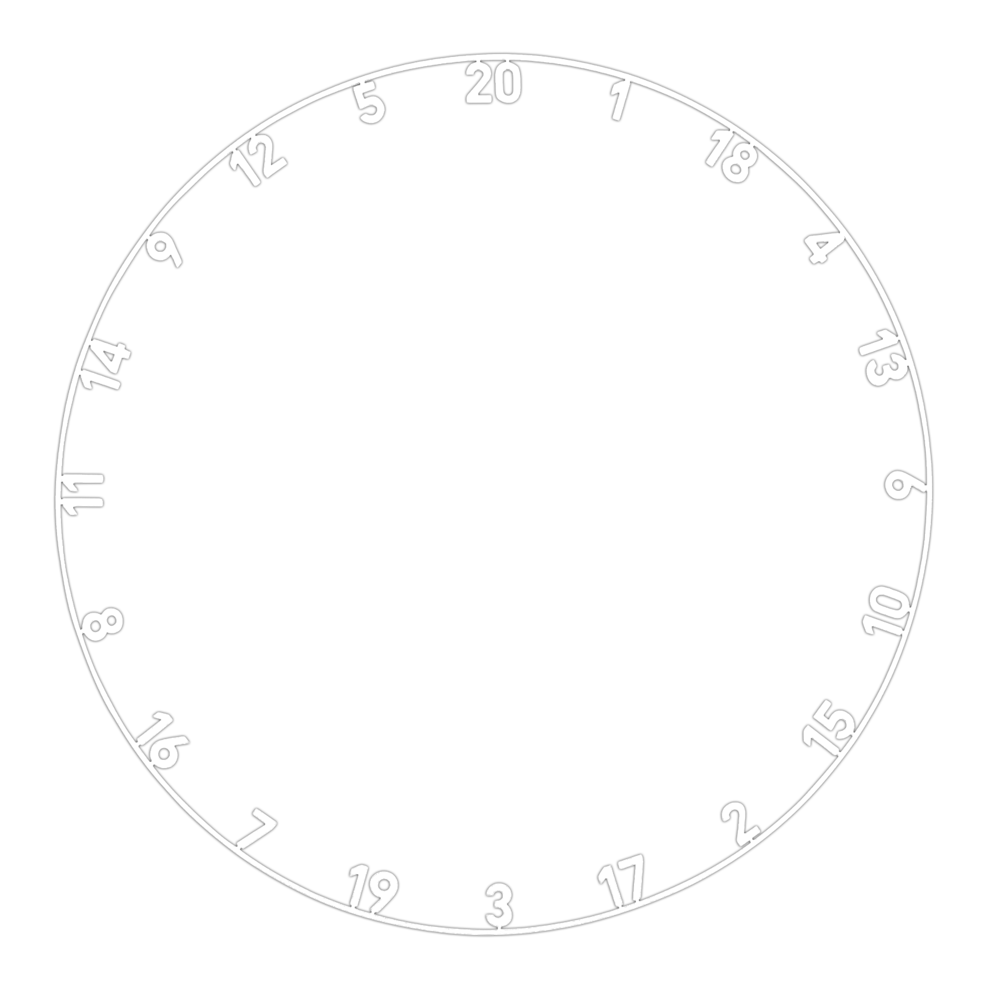 Abgebildet ist ein Zahlenring mit klassischem weißen Design. Das Produkt scheint für ein Dartboard oder ähnliches verwendet zu werden.