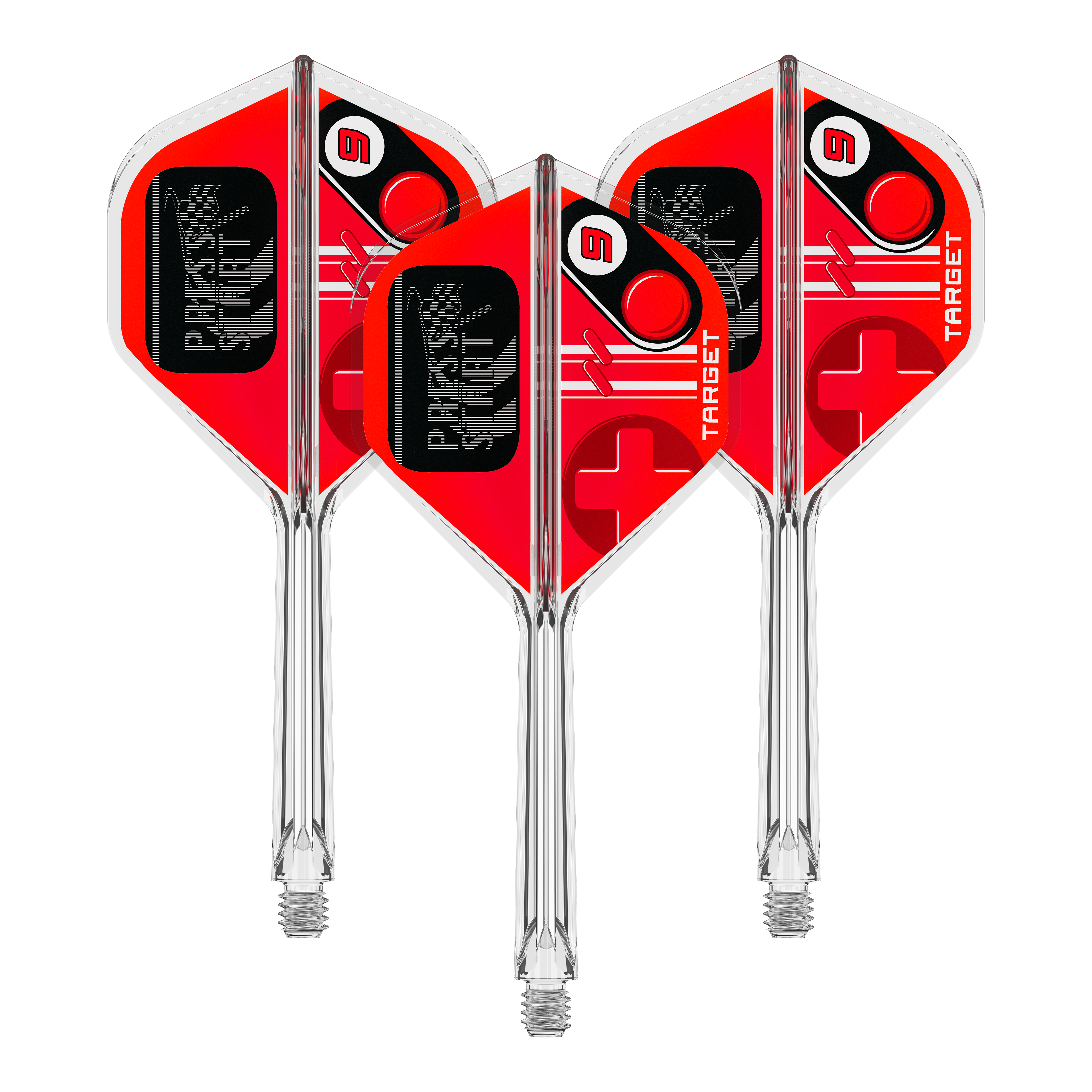 Target K-Flex Press Start No2 Vuelos estándar Abbildung des Dartzubehörs 410587_Target_K-Flex_PressStart_No2_Standard_Flights_33mm_1Set. Das Bild repräsentiert eine Produktvariante mit mehreren Teilen.