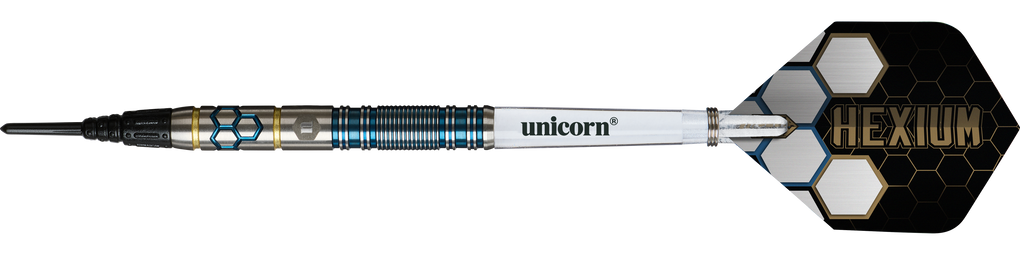 Dardos blandos Unicorn Hexium Style 02 azules y dorados - 21 g