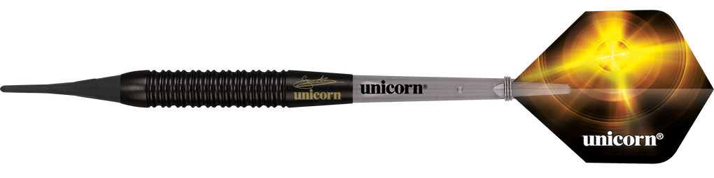 Dardos blandos de latón negro Unicorn, campeones del mundo, Gary Anderson - 19 g