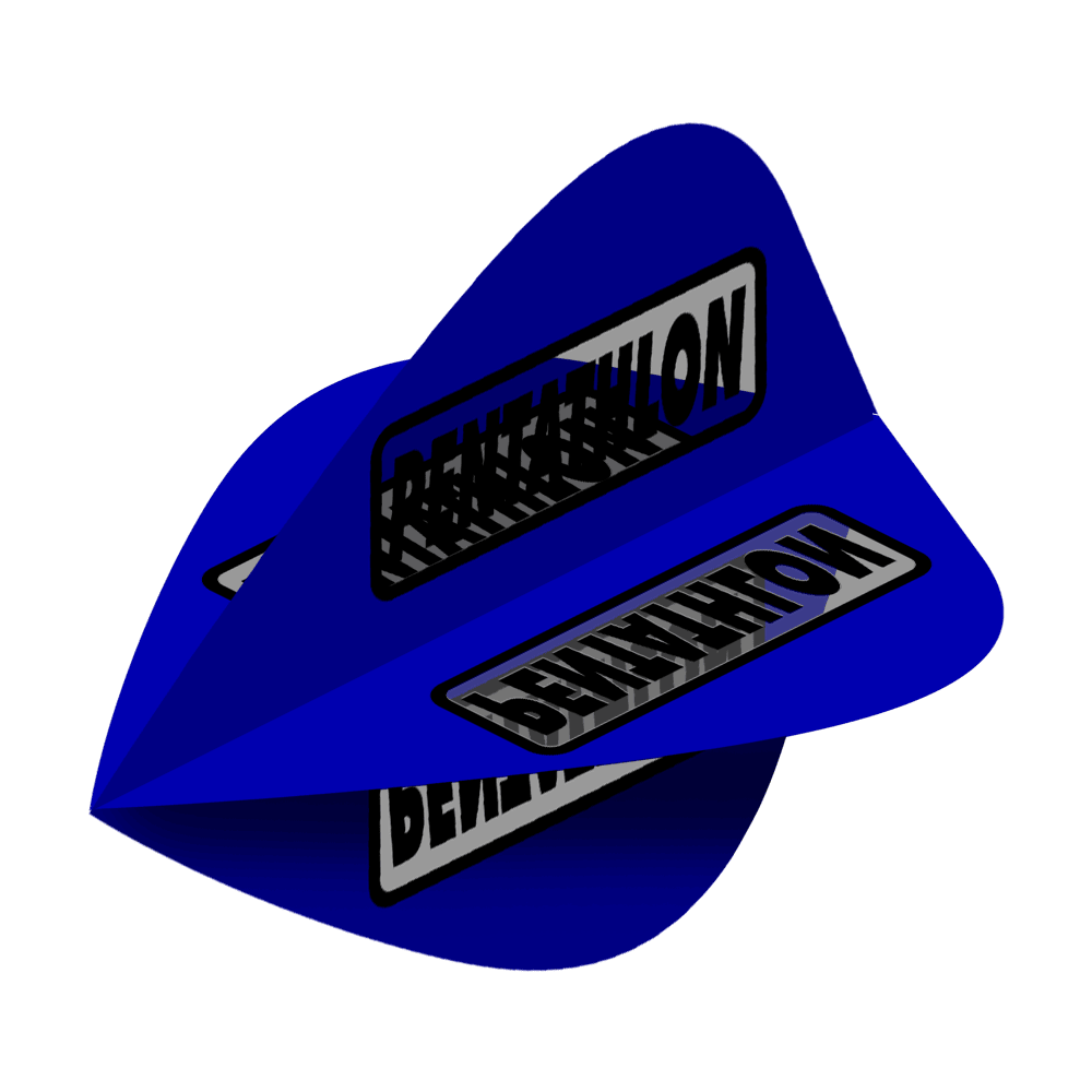 Vuelos de cometas de pentatlón - Azul Pentathlon Kite Flights in Blau sind abgebildet. Die Flights erhöhen die Präzision beim Dartspiel.
