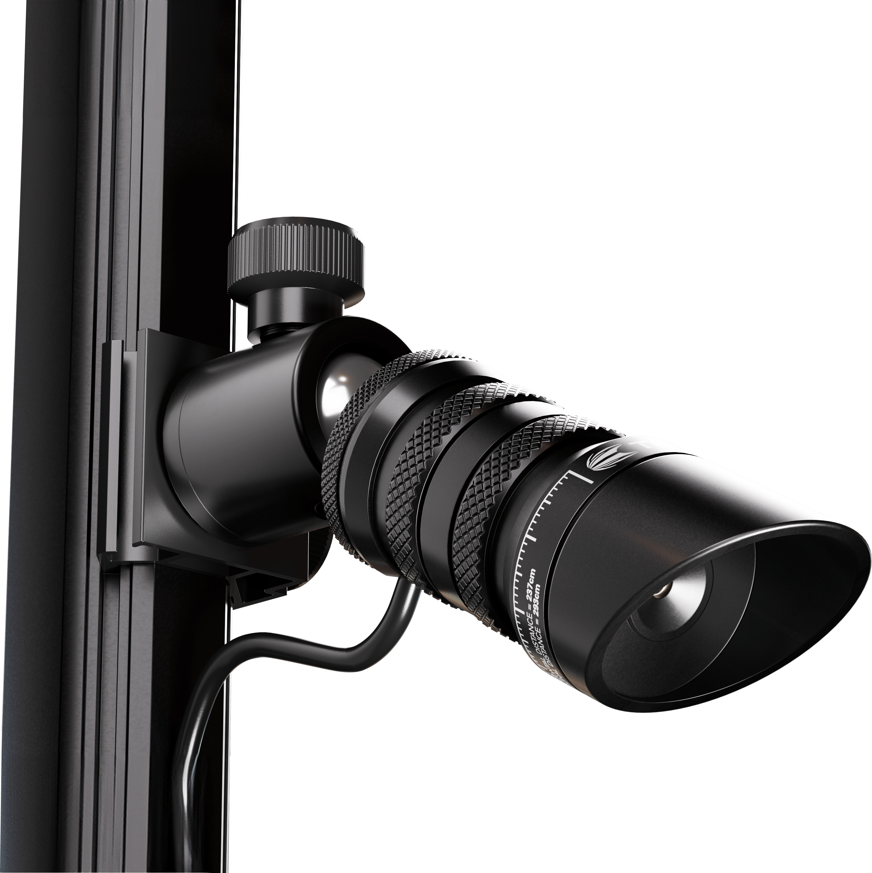 Láser de objetivo MOD Oche Auf dem Bild ist das Produkt 'Target MOD Laser Oche' zu sehen. Es handelt sich um ein modernes, schwarzes Lasermodul zur Markierung der Abwurflinie beim Dartspielen.