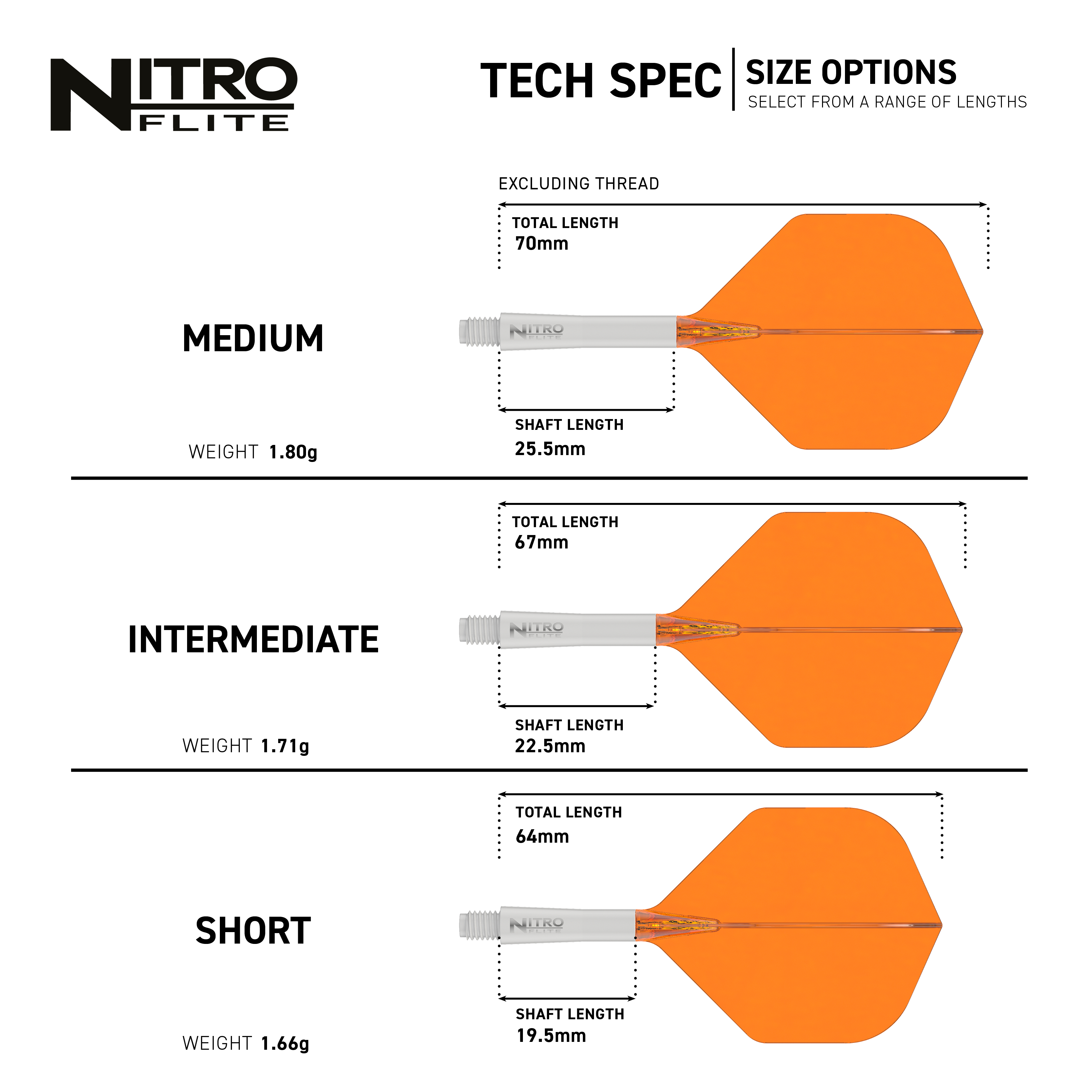 Red Dragon Nitroflite Eje blanco Vuelos naranjas No2 Dieses Bild präsentiert den Red Dragon Nitroflite White Shaft Orange Flights No2. Der Dart-Schaft hat eine weiße Farbe, die Flights sind orange.