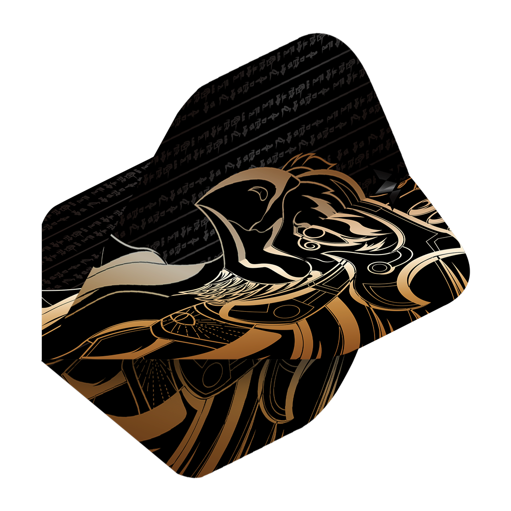 Misión Solo Horus No2 Vuelos Estándar Das Bild zeigt das Produkt "Mission Solo Horus No2 Standard Flights". Das Design ist schwarz-gold mit einem stilisierten Horus-Motiv und ägyptischen Schriftzeichen.