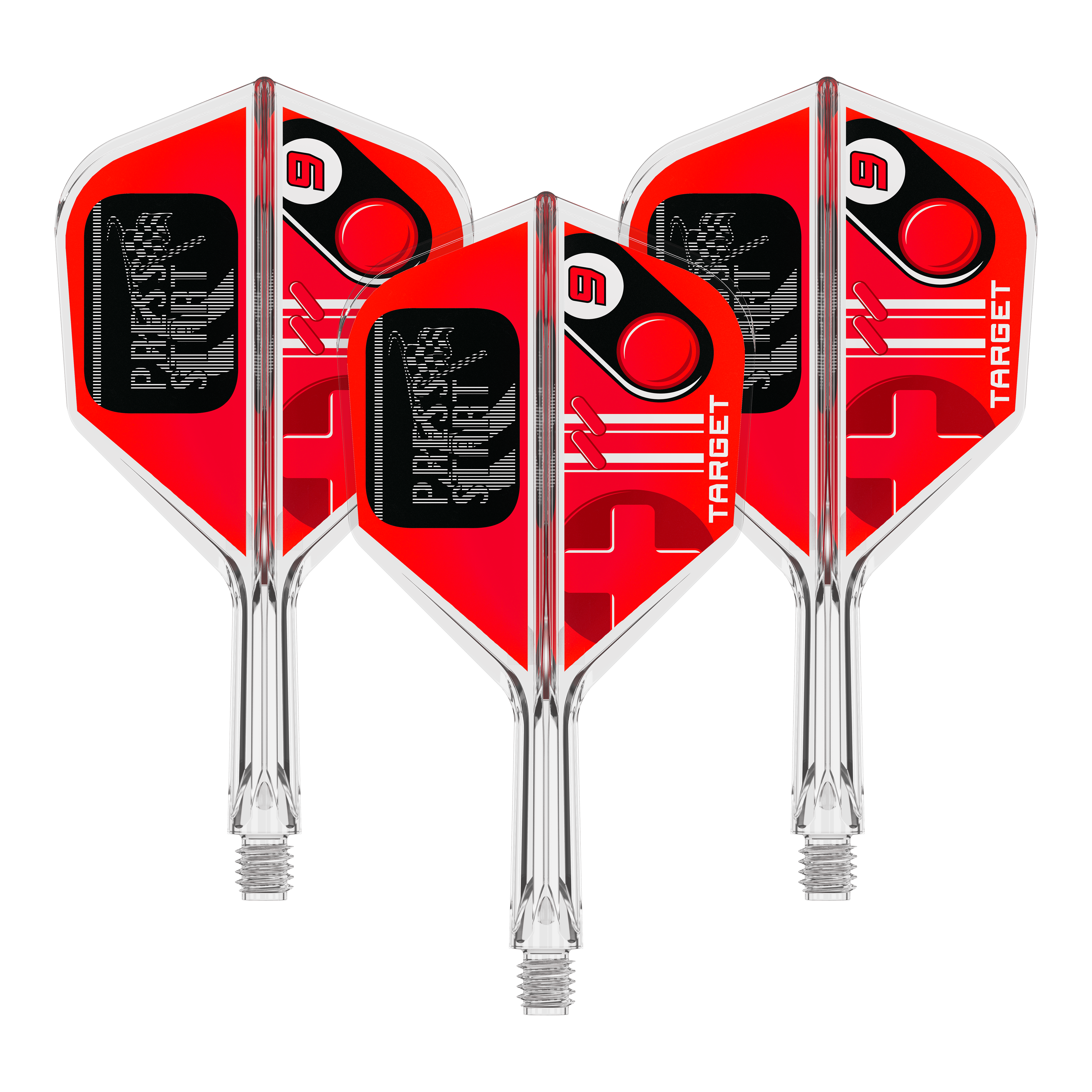 Target K-Flex Press Start No6 Vuelos Abgebildet ist das Produkt 410582_Target_K-Flex_PressStart_No6_Flights_19mm_1Set. Das Produkt besteht vermutlich aus einem Set von Dart-Flights.