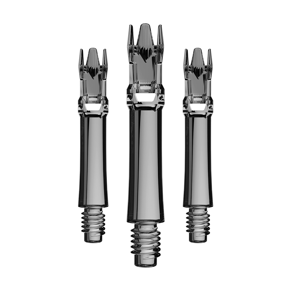 Ejes de repuesto L-Style L-System - Negro transparente Abgebildet ist ein Set von schwarzen transparenten Ersatzshafts. Die Shafts sind ordentlich zusammengesetzt.