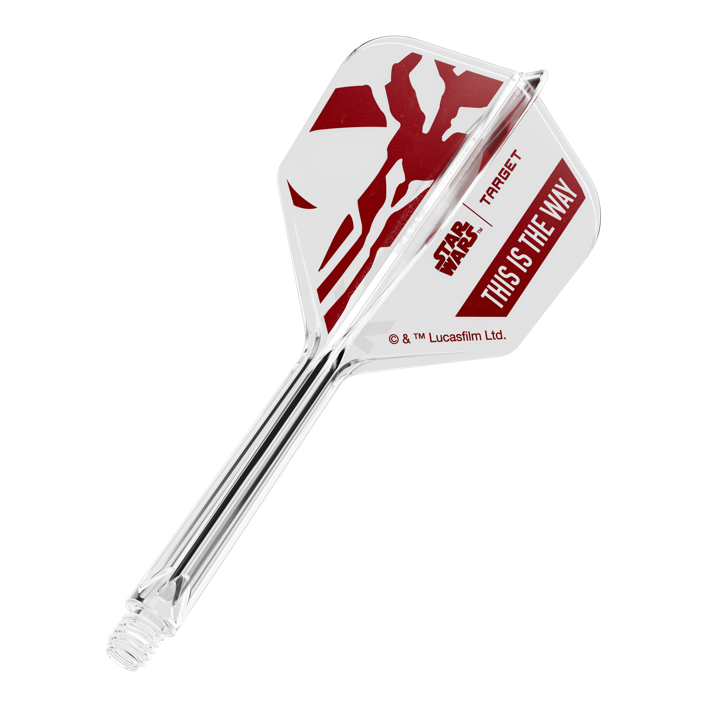 Zu sehen ist '410625_Target_StarWars_K-Flex_ThisIsTheWay_No6_Flights_33mm_1b'. Es handelt sich wohl um Dart-Flights mit dem Schriftzug 'This Is The Way'.