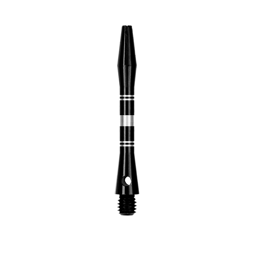 Ejes de aluminio anillados - Negro Plata Das Bild zeigt Aluminium Shafts in Schwarz und Silber. Das Produkt ist in Nahaufnahme abgebildet.