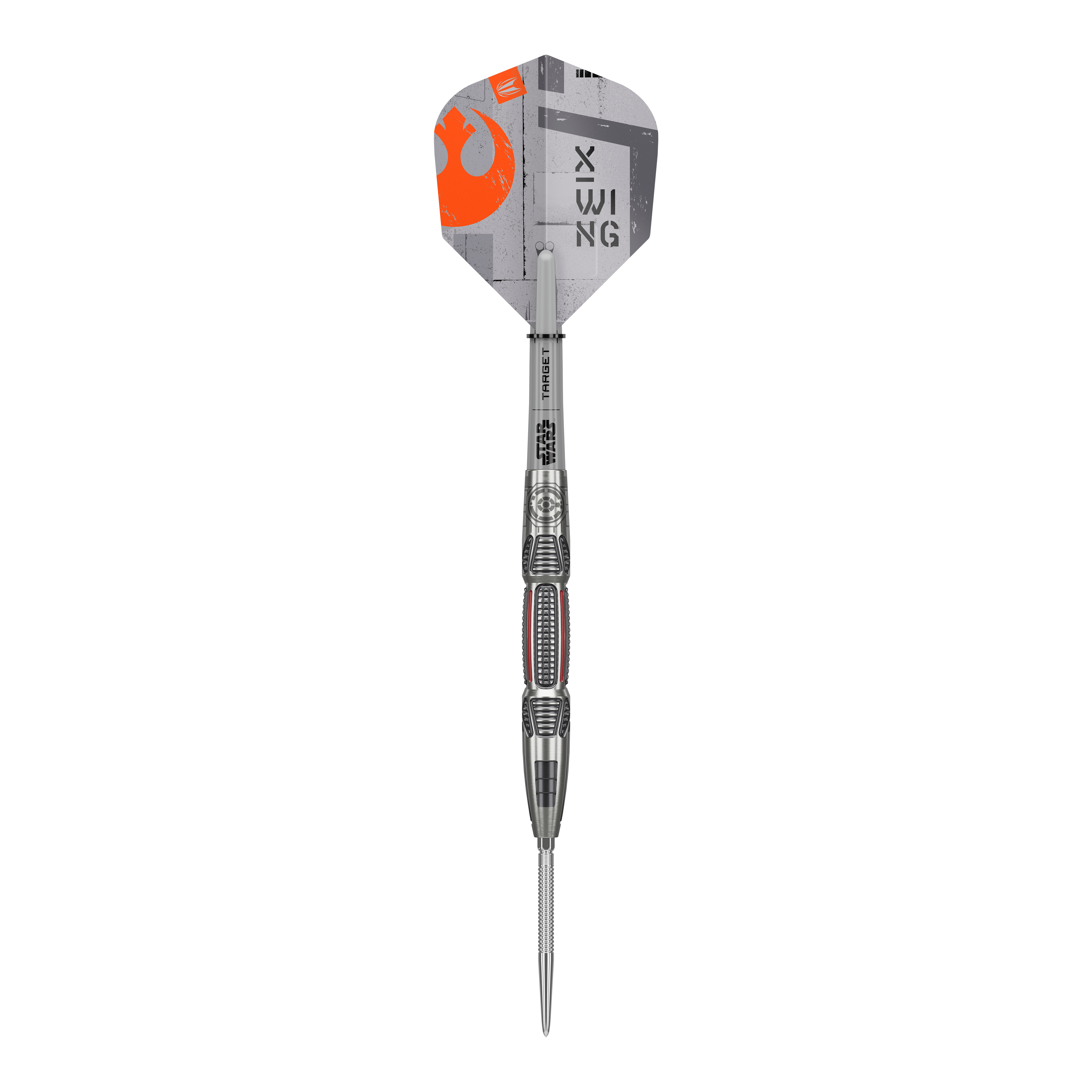 Dardos de acero Target Star Wars X-Wing Swiss Point Abgebildet sind Target Star Wars X-Wing Swiss Point Steeldarts. Die Darts sind inspiriert von der Star Wars X-Wing Serie.