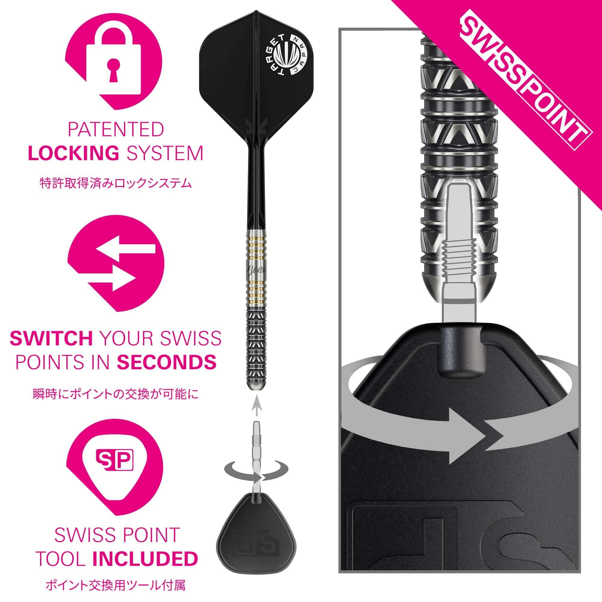 Dardos de acero Target Japan Beau Greaves Edición japonesa Swiss Point Auf dem Bild sind die Target Japan Beau Greaves Japan Edition Swiss Point Steeldarts zu sehen. Das Produkt ist für Dartspieler gedacht, die hochwertige Steeldarts bevorzugen.