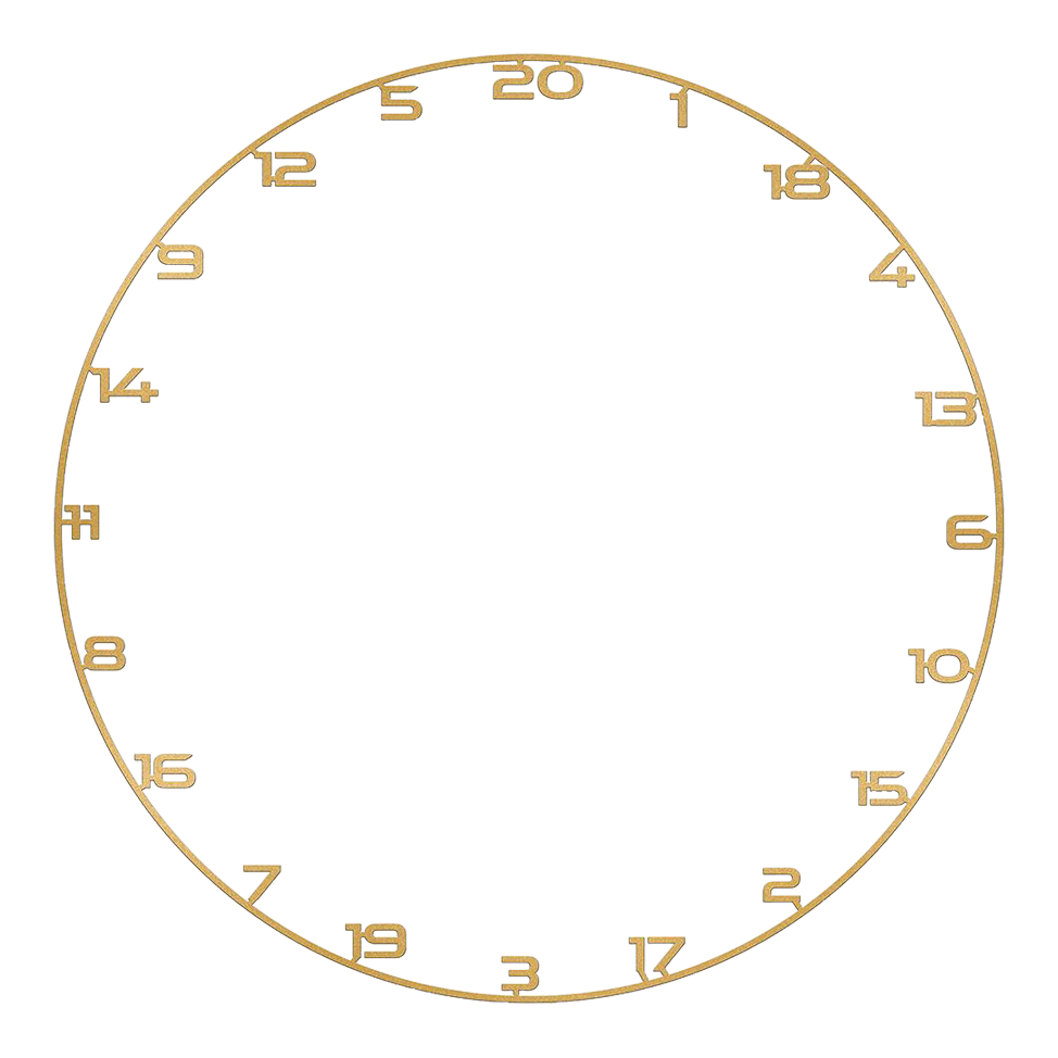 Anillo de número de diana de bala Zu sehen ist ein Dartboard Zahlenring in Gold. Das Produkt heißt 'BT1000160 Bullet Dartboard Zahlenring Gold 1'.