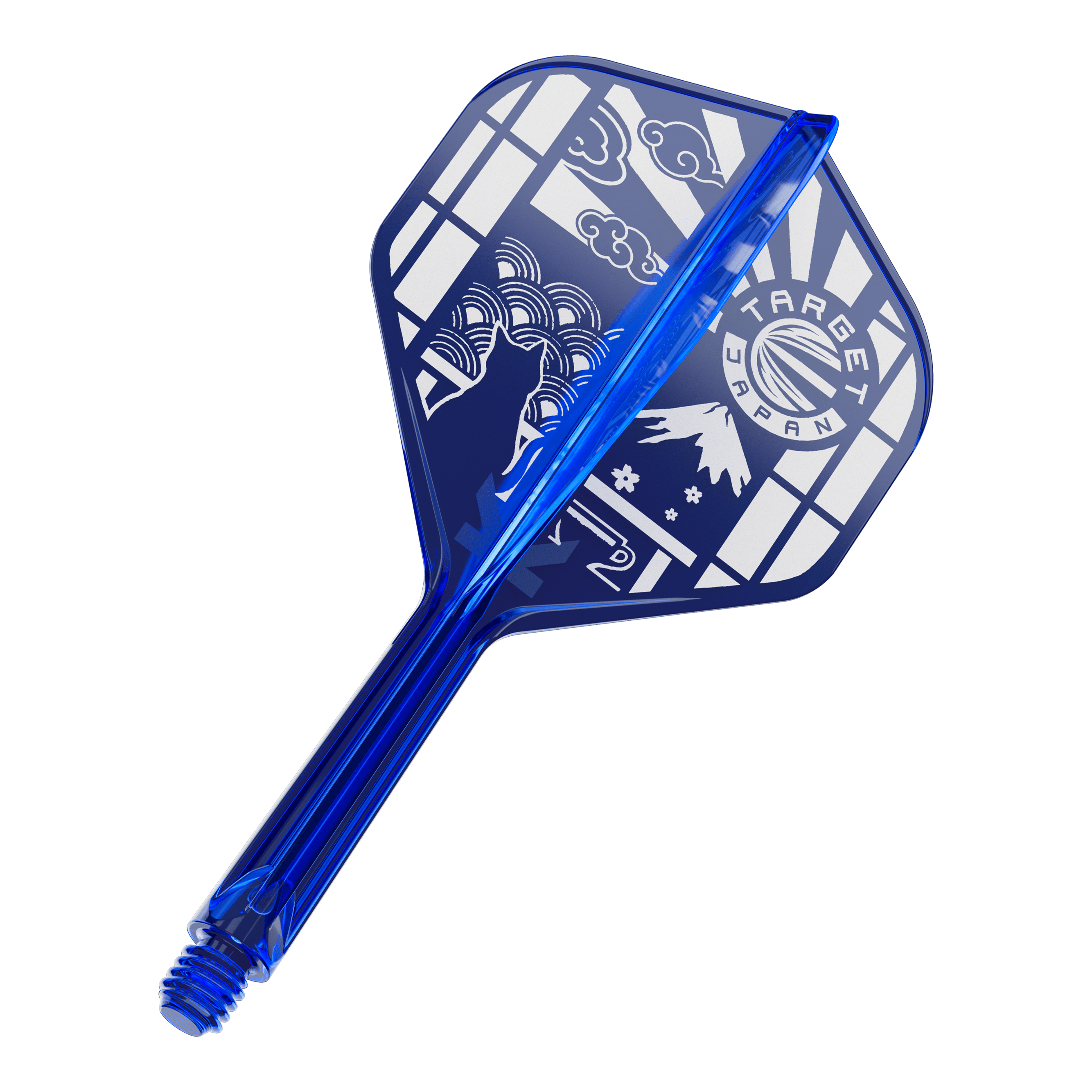 Vuelos estándar Target Japan K-Flex Blue Limited No2 Ein Produktbild von Target Japan K-Flex Blue Limited No2 Flights 26mm ist zu sehen. Das Produkt ist in blauer Farbe gestaltet.