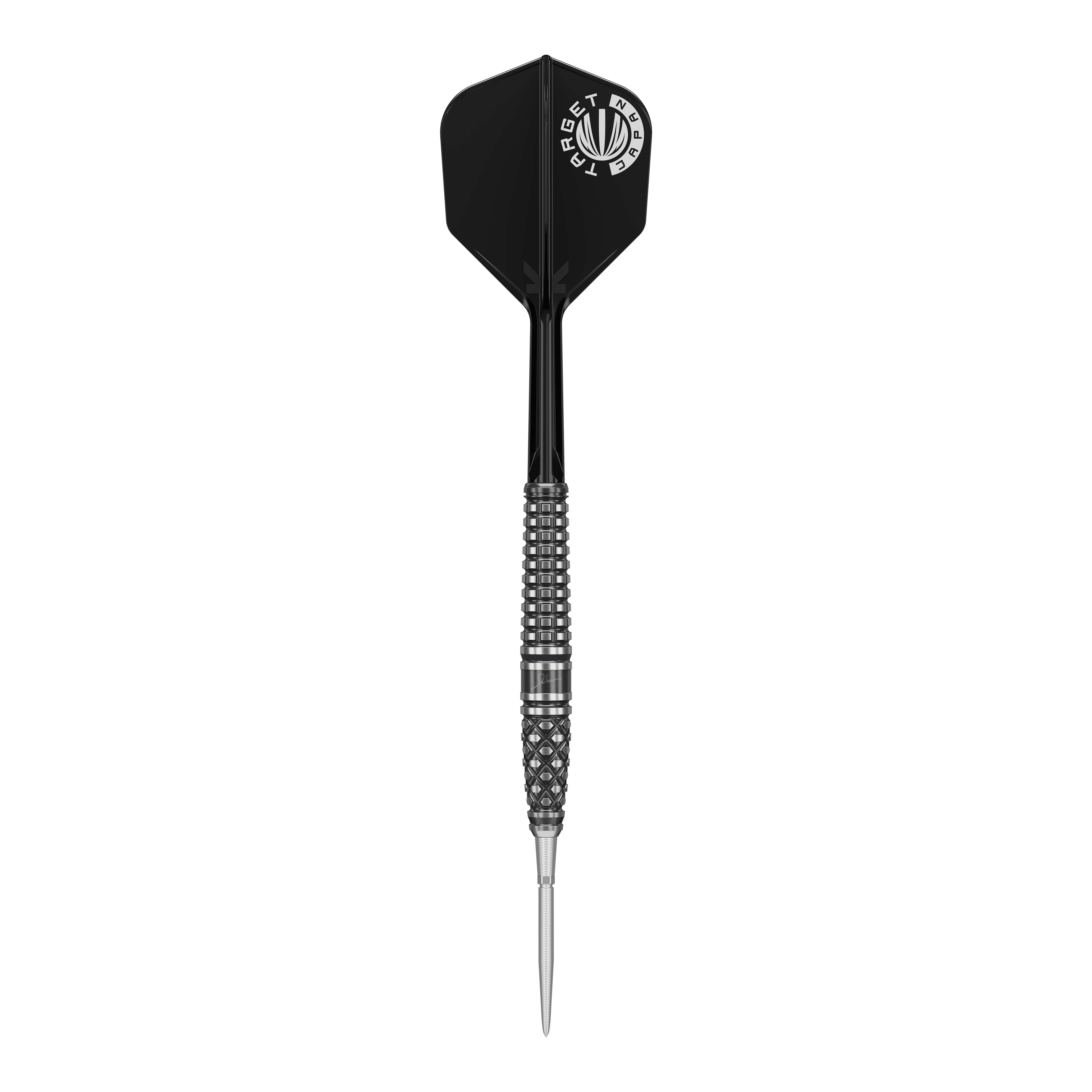 Dardos de acero Target Japan Paul Lim The Legend GEN8 Swiss Point de 24 g Auf dem Bild ist ein schwarzer Steeldartpfeil mit silbernen Akzenten zu sehen. Es handelt sich um das Modell "Target Japan Paul Lim The Legend GEN8 Swiss Point" mit 24g.