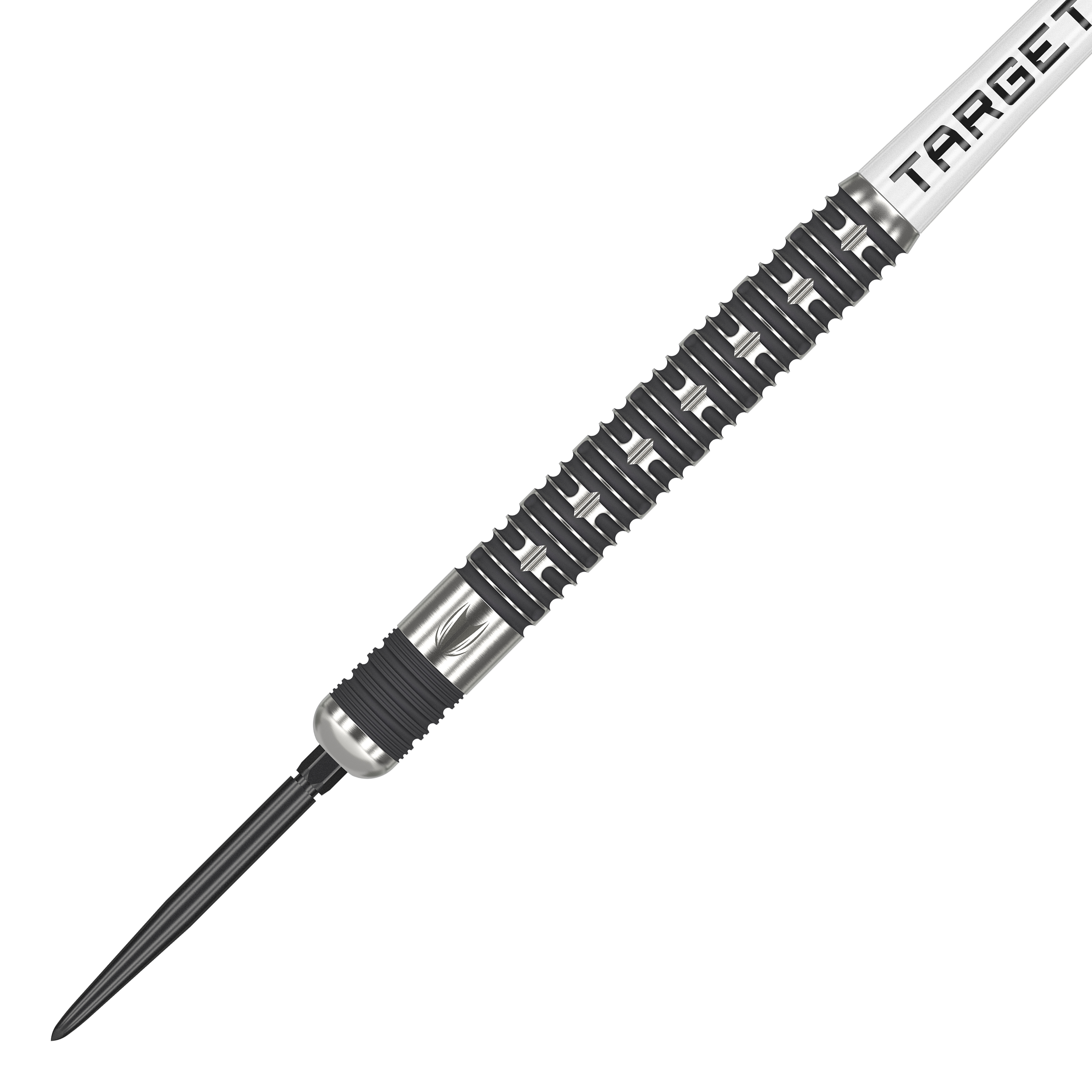 Dardos de acero Target Chris Dobey Hollywood Action Swiss Point Das Bild zeigt den Target Chris Dobey Hollywood Action Swiss Point Steeldart. Der Dartpfeil hat ein auffälliges, silber-schwarzes Design mit präzisen Griffmulden.