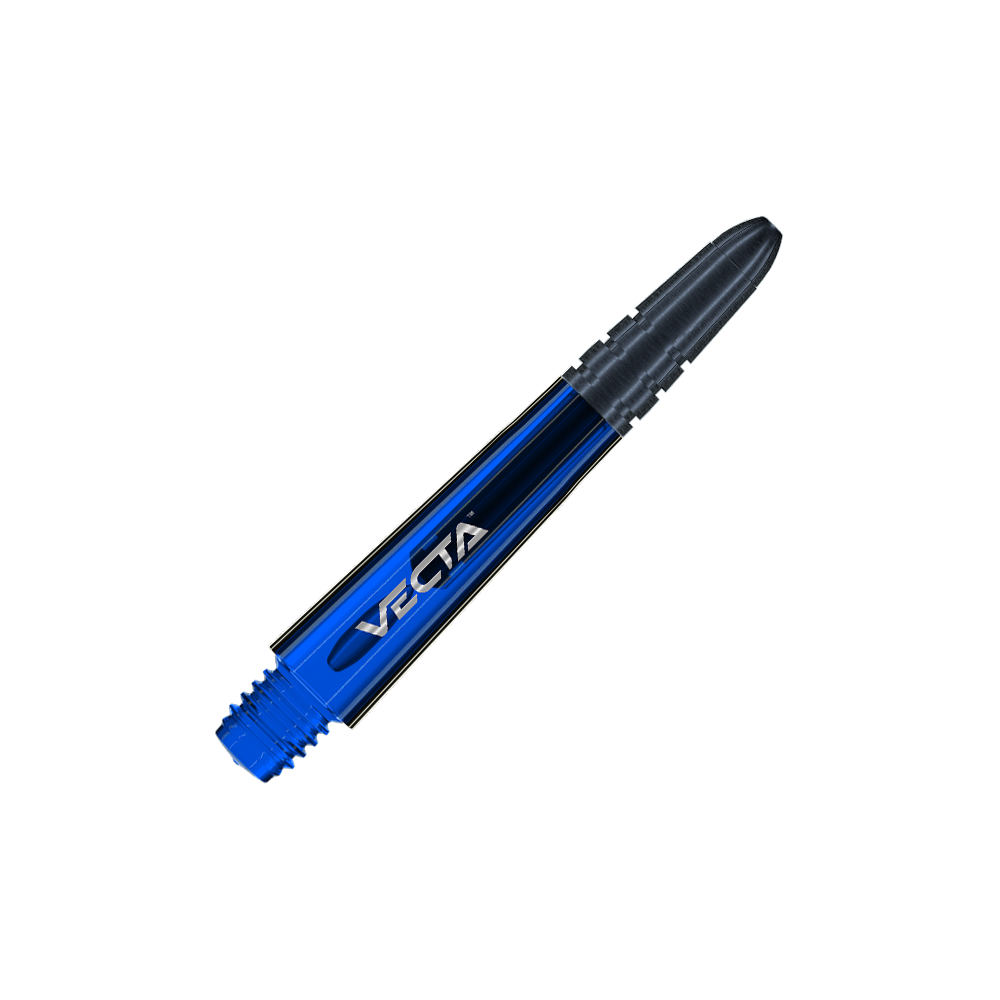 7025-105_Winmau_Vecta_Shafts_Blau_34mm_2 Das Bild zeigt einen blauen Winmau Vecta Shaft. Der Schaft hat ein glänzendes Design mit der Aufschrift "VECTA".
