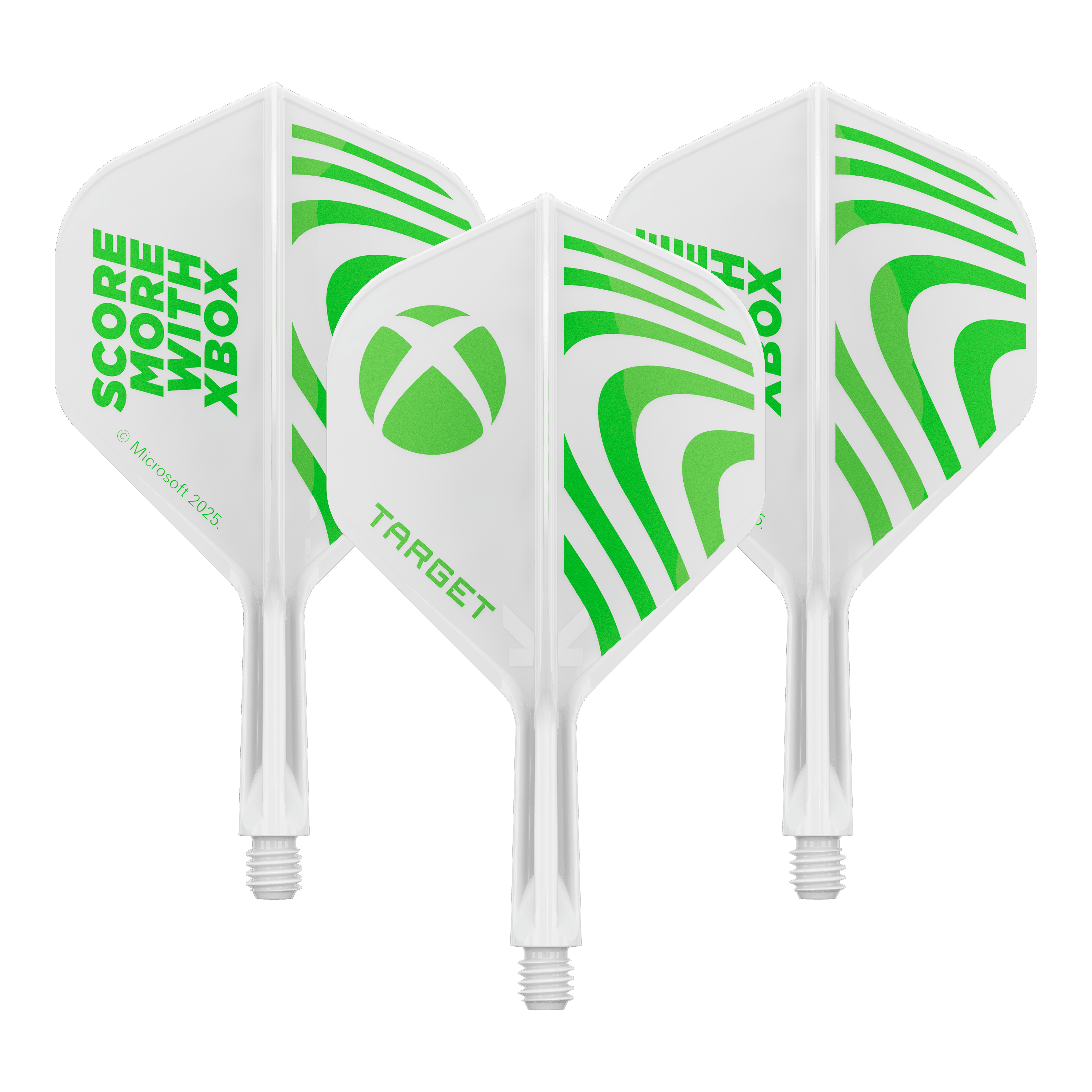 Zu sehen ist ein Dart Flight Set mit dem Dateinamen 410610_Target_Xbox_KFlex_No2_Standard_Flights_19mm_1Set. Das Set enthält mehrere Standard Flights.