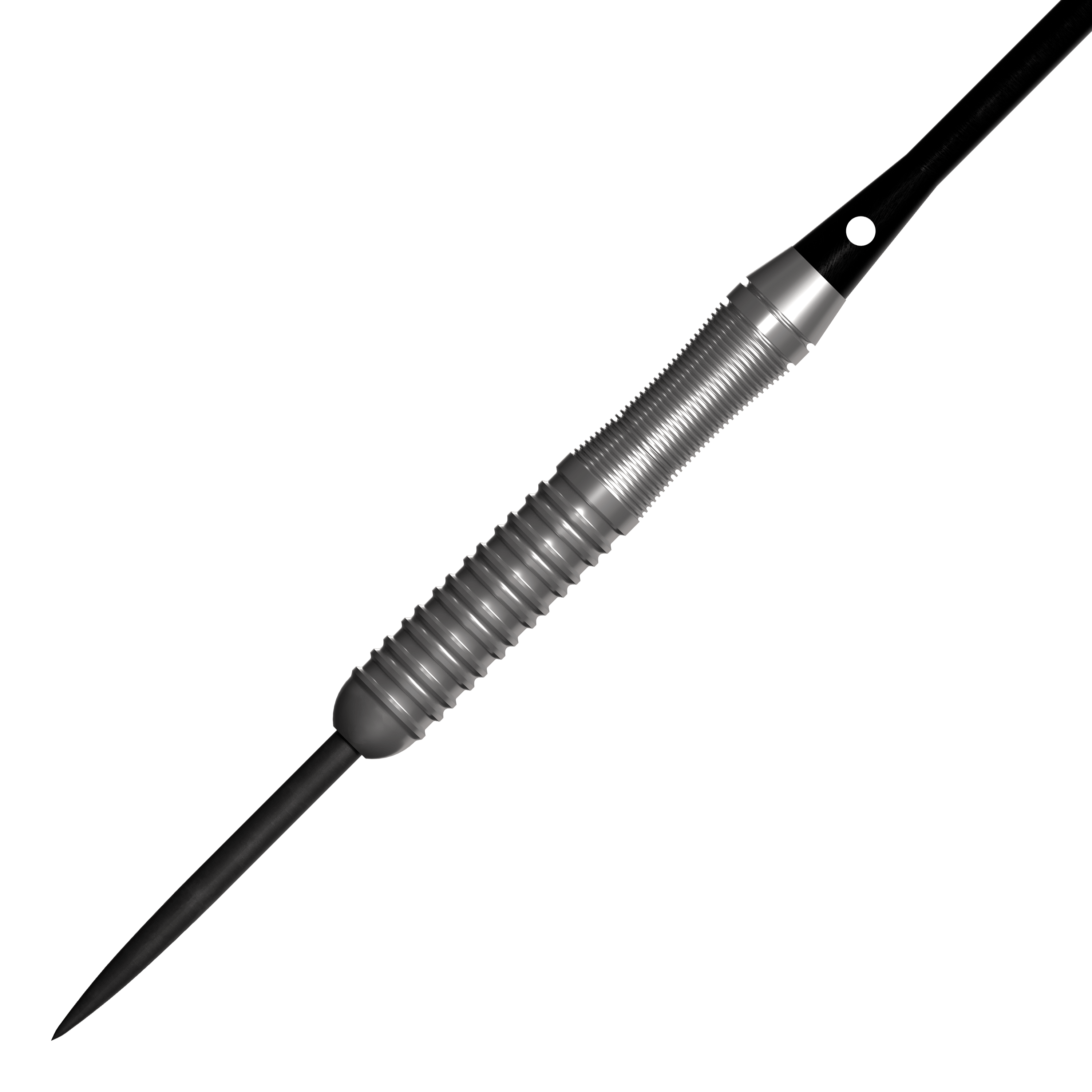 Dardos de acero Bulls NL Lightning Pink Das Bild zeigt einen silbernen Steeldartpfeil mit einem geriffelten Griff. Es handelt sich um das Produkt "Bulls NL Lightning Pink Steeldarts".
