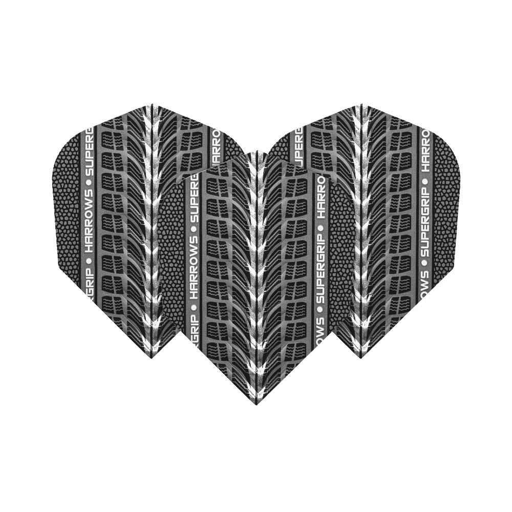 Harrows Supergrip Blanco N° 6 Harrows Supergrip Weiß No6 Flights sind abgebildet. Das Bild zeigt weiße Dart-Flights der Marke Harrows.