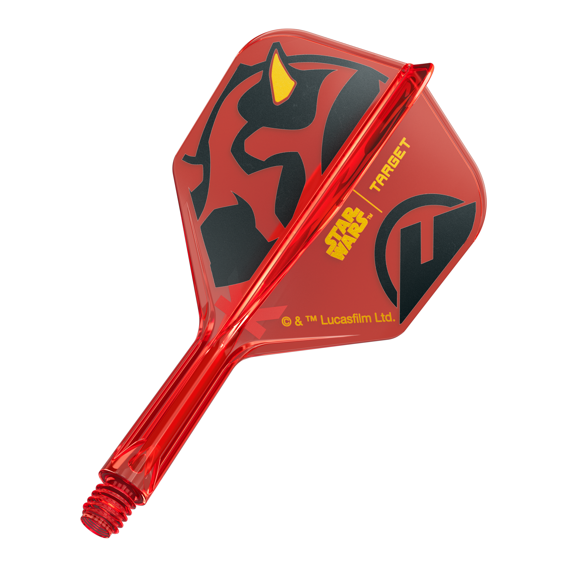 Vuelos Target Star Wars K-Flex Darth Maul No. 6 Ein Bild eines Dartflugs, basierend auf dem Dateinamen '410520_Target_StarWars_KFlex_DarthMaul_No6_Flights_Short_19mm_1'. Das Produkt zeigt ein Star Wars Motiv im Darth Maul Design.